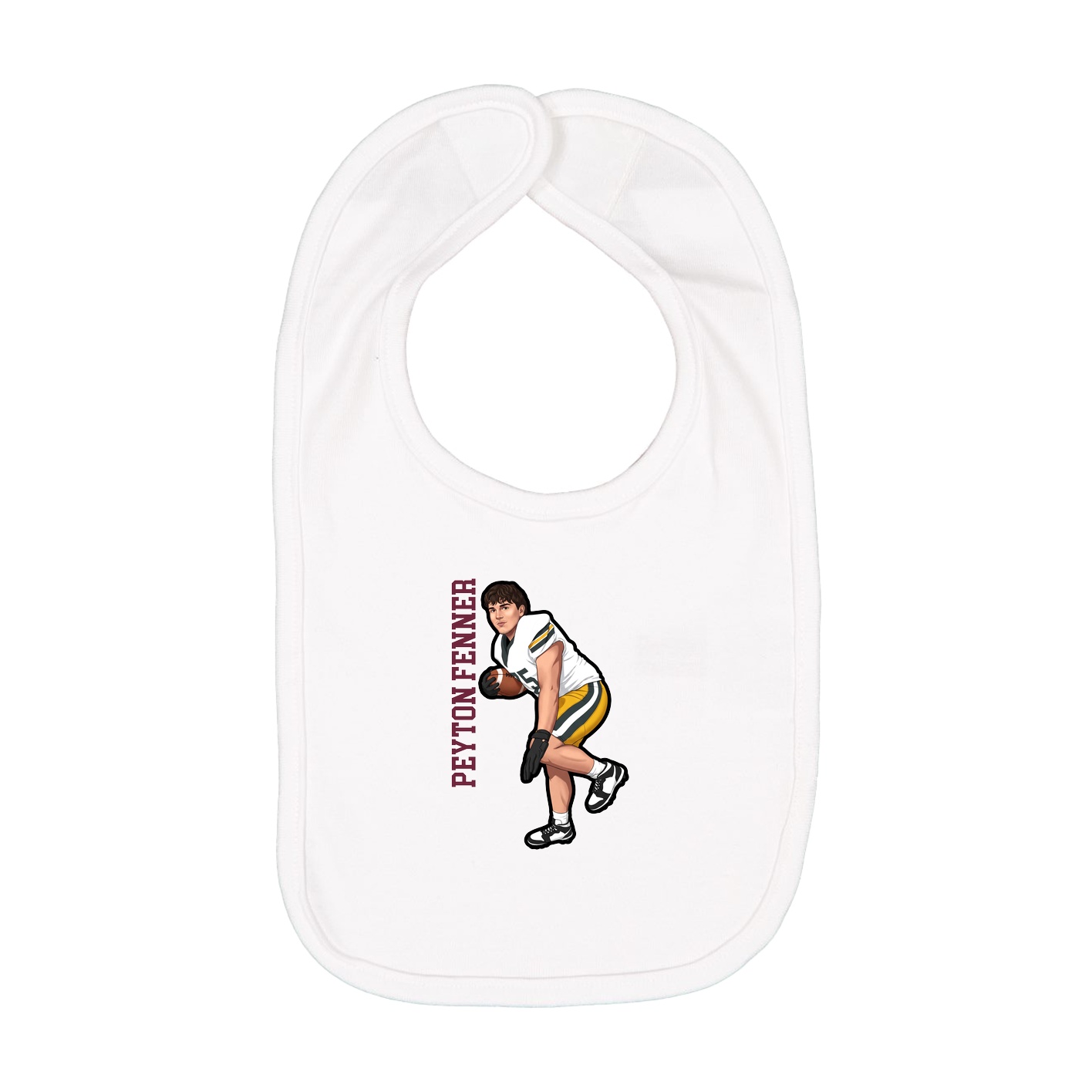 Infant Bib — Name Vertical in White