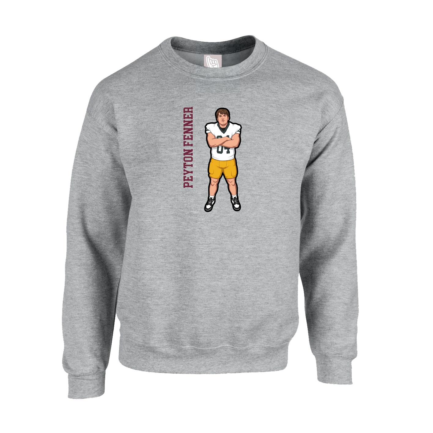 Fleece Crew — Name Vertical in Grey