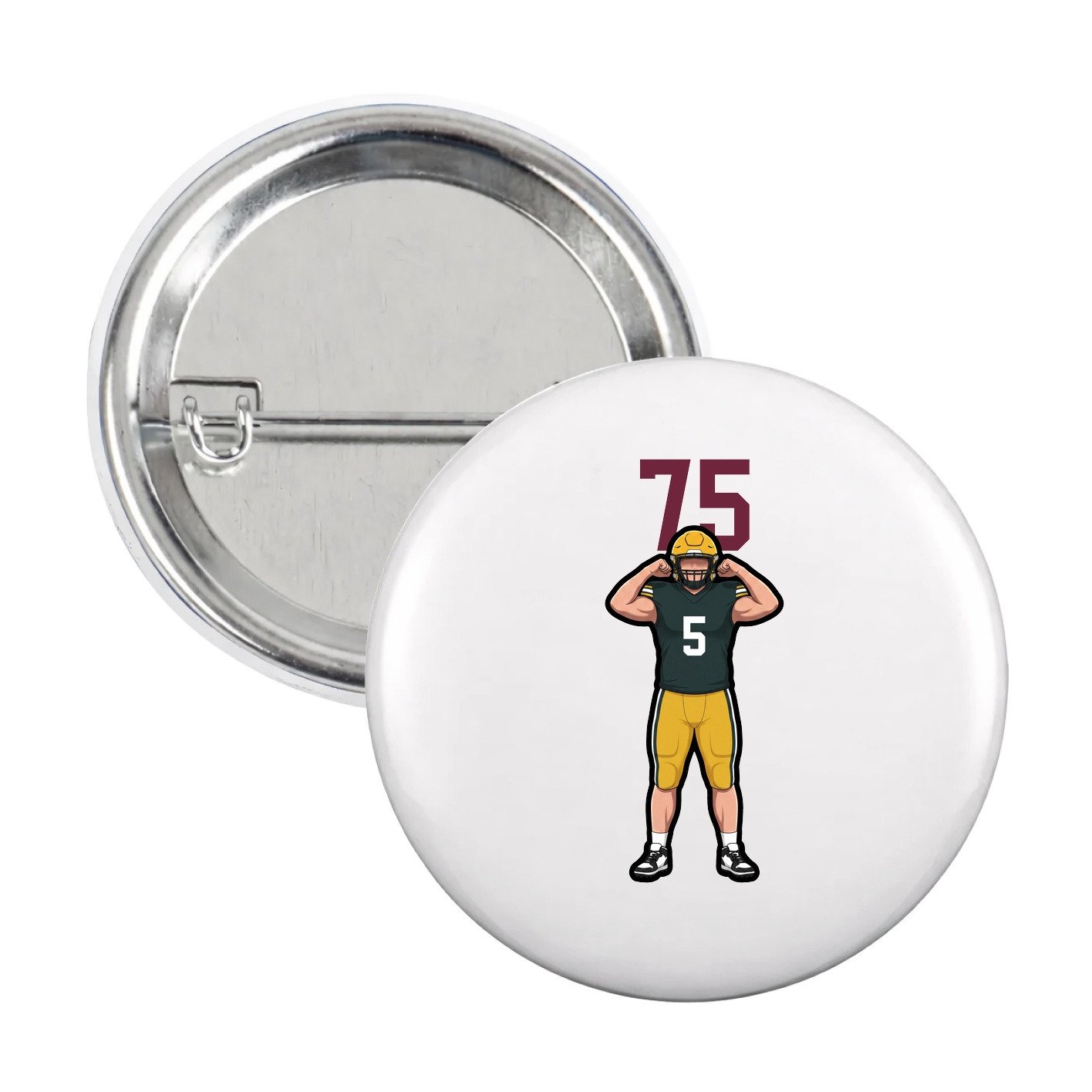 Game Day Button — Number Top in White