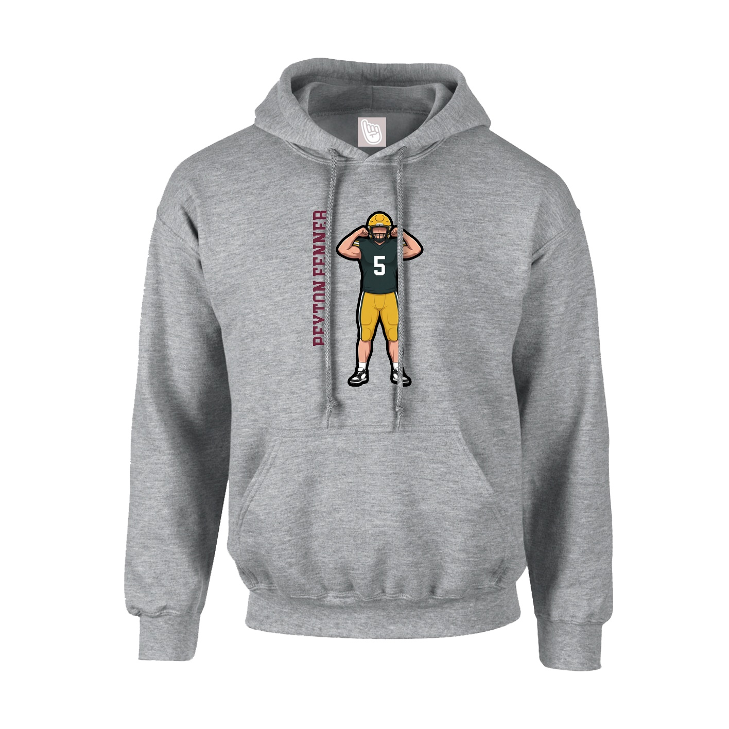 Hoodie — Name Vertical in Grey