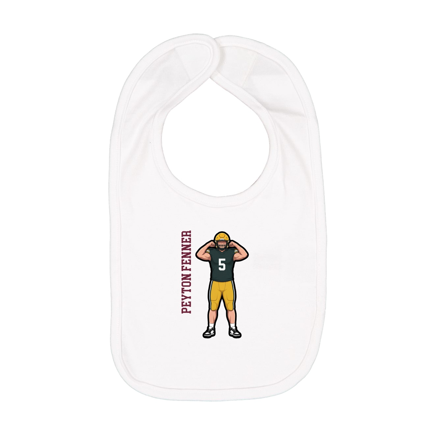 Infant Bib — Name Vertical in White