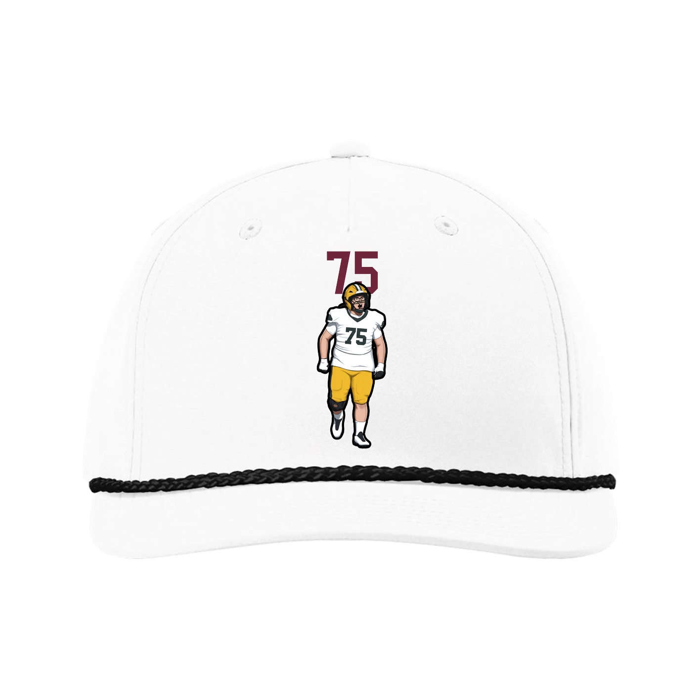 Five-Panel Classic Rope Cap — Number Top in White