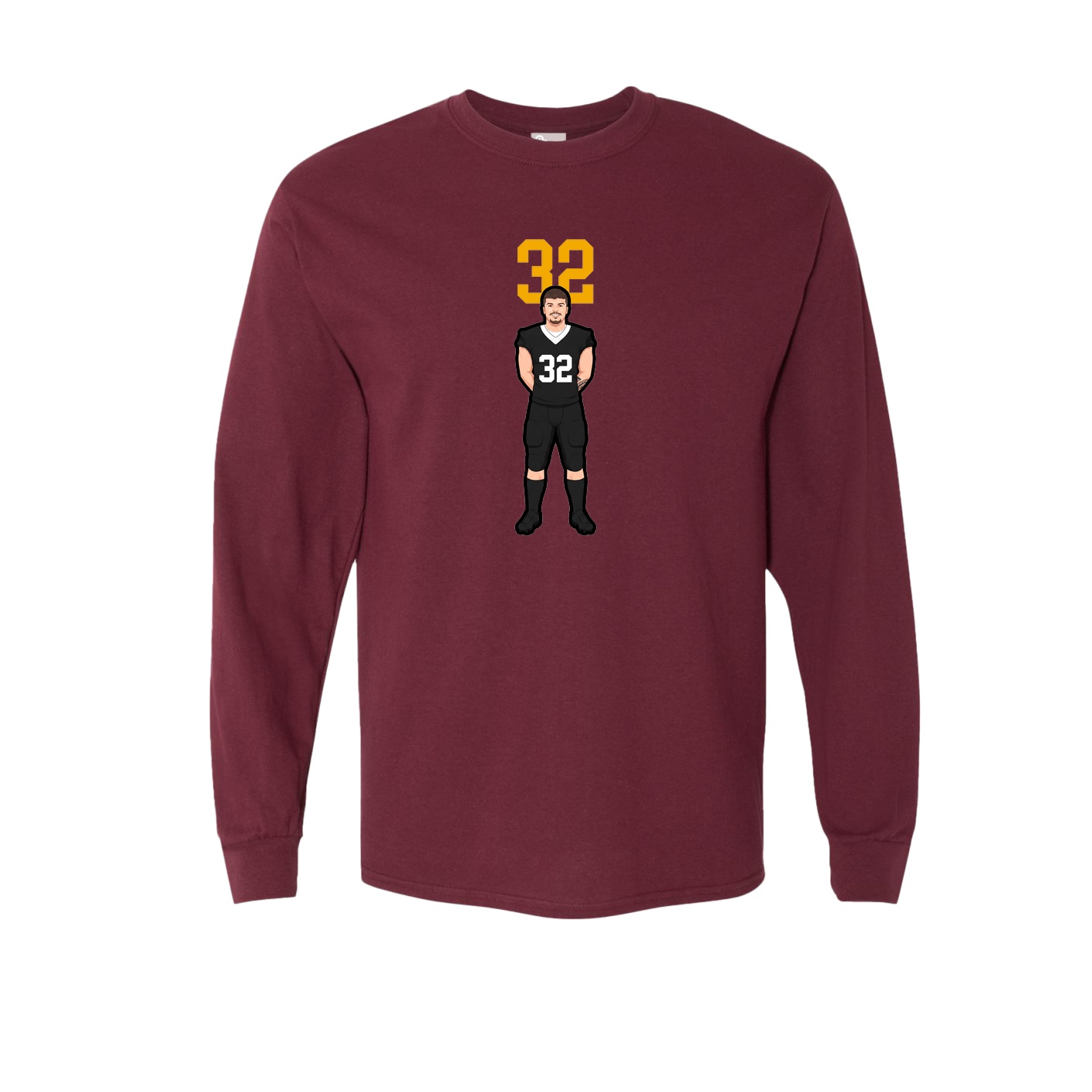 Long Sleeve Tee — Number Top in Maroon