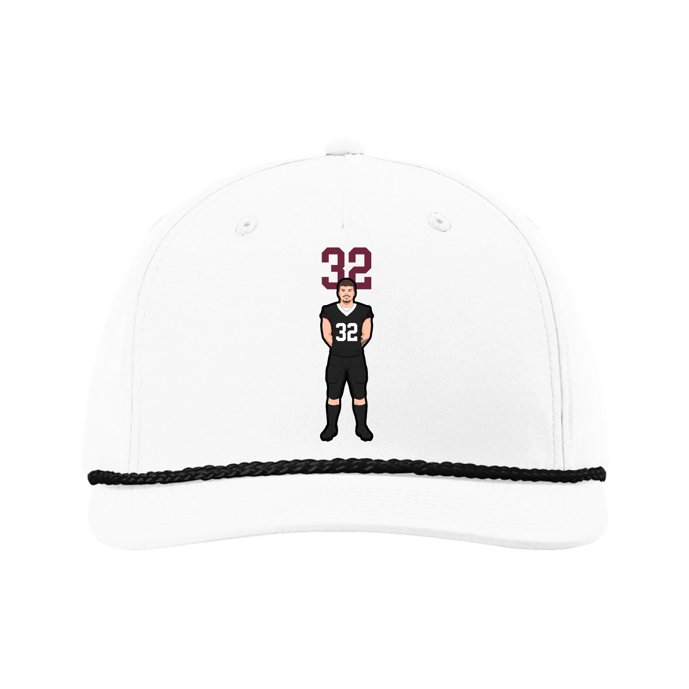 Five-Panel Classic Rope Cap — Number Top in White