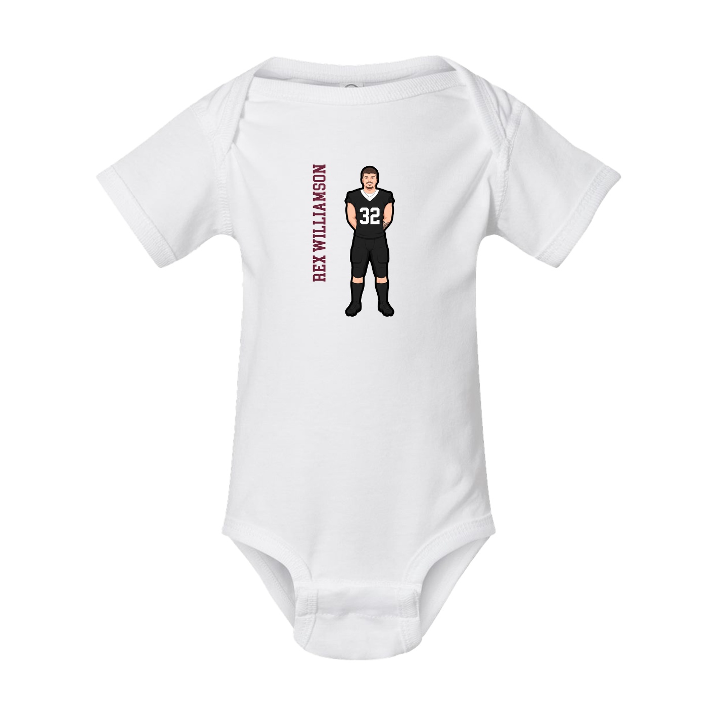 Baby Onesie — Name Vertical in White