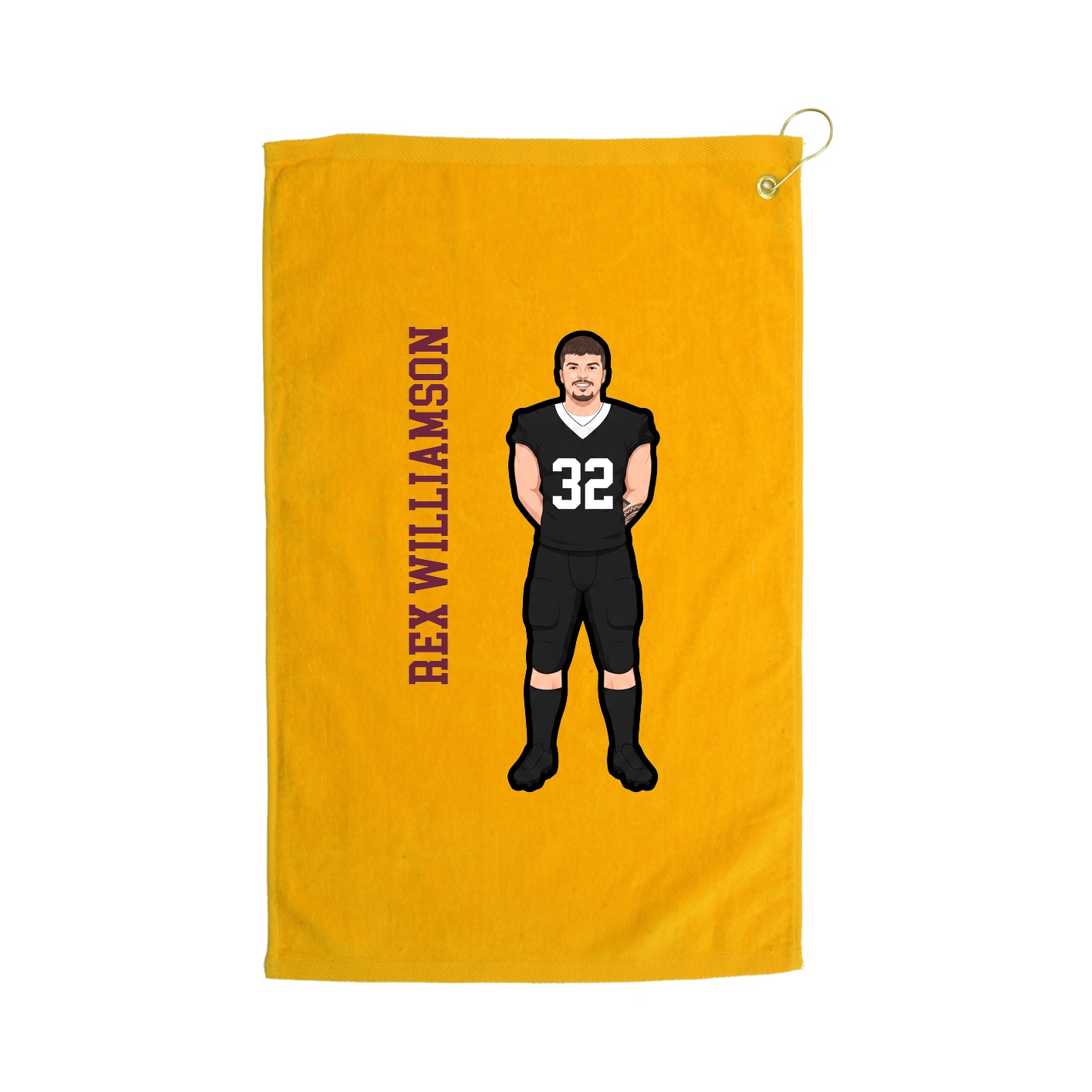 Golf Towel — Name Vertical in Gold