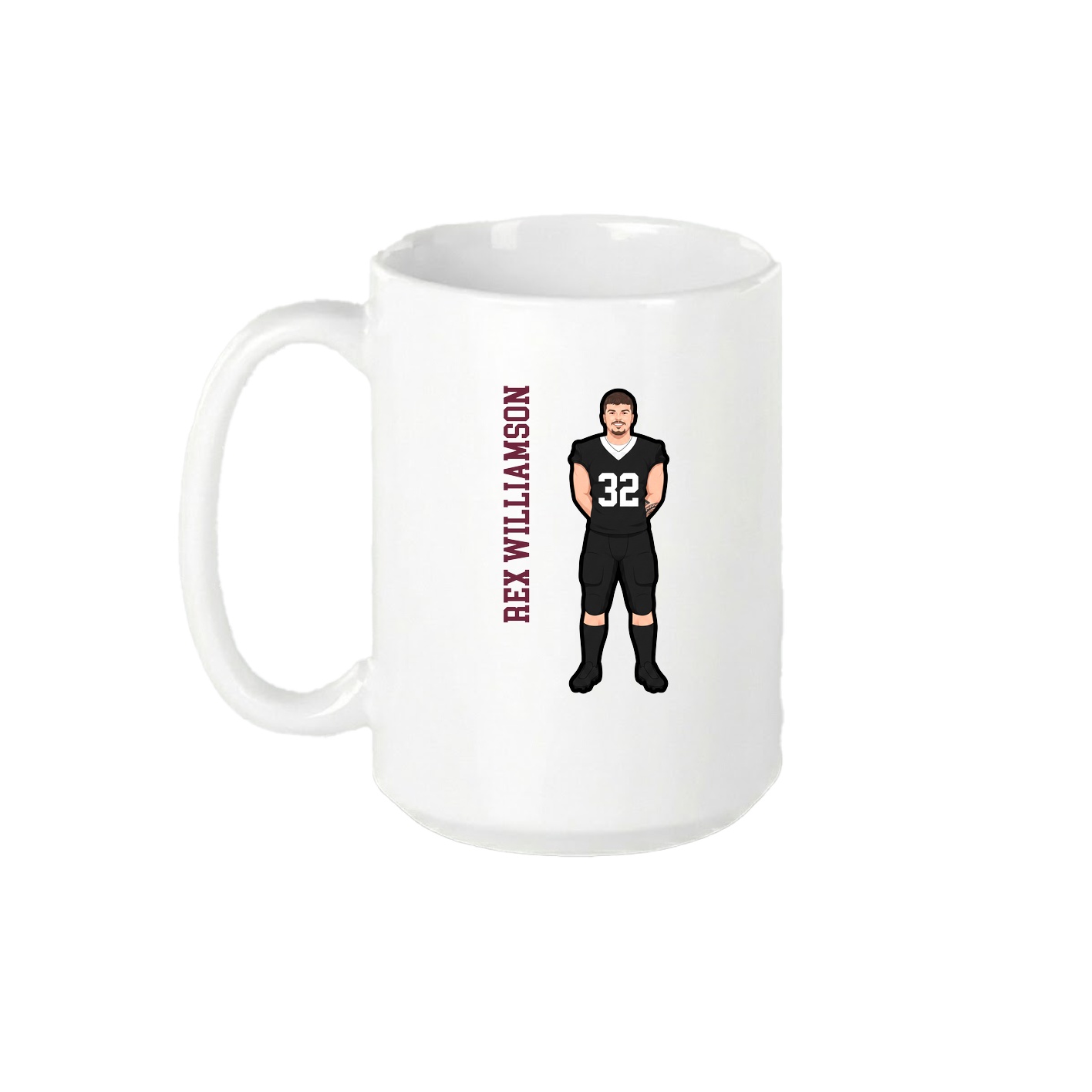 15oz Coffee Mug — Name Vertical in White