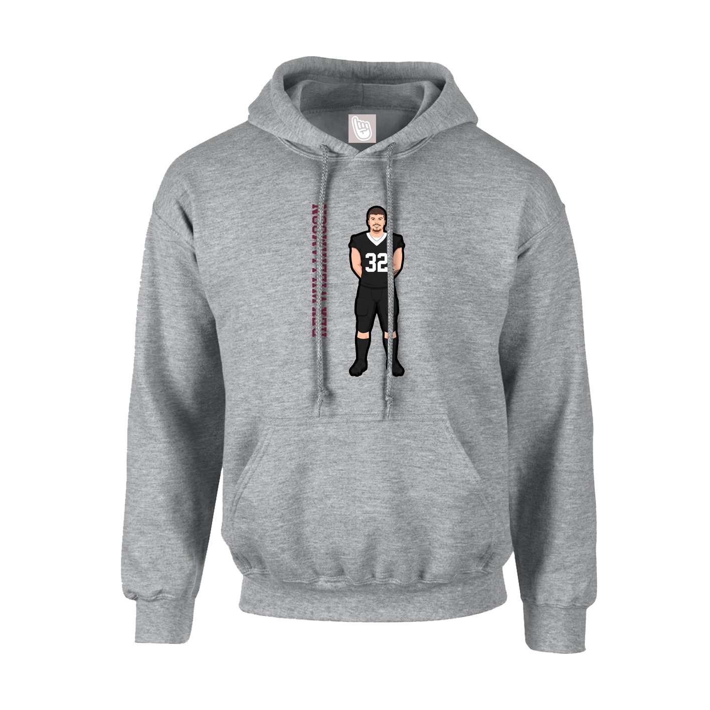 Youth Hoodie — Name Vertical in Grey