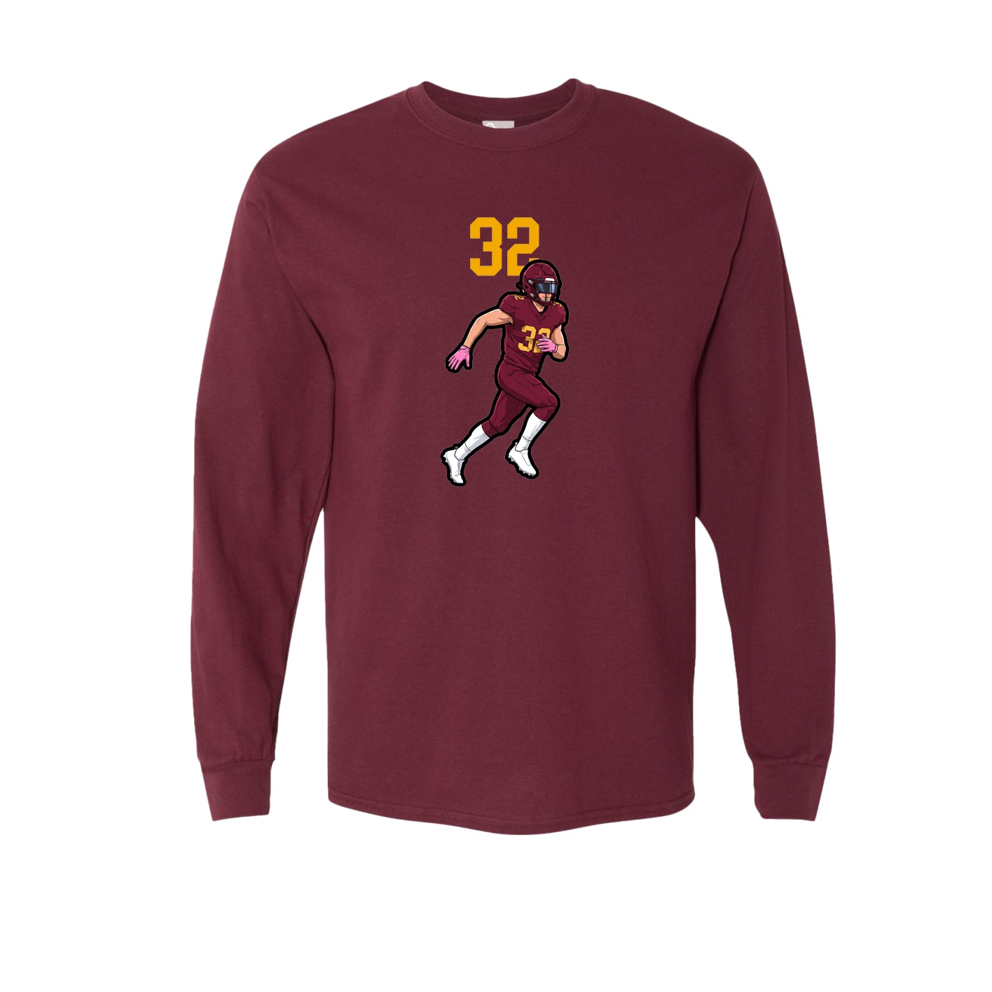 Long Sleeve Tee — Number Top in Maroon