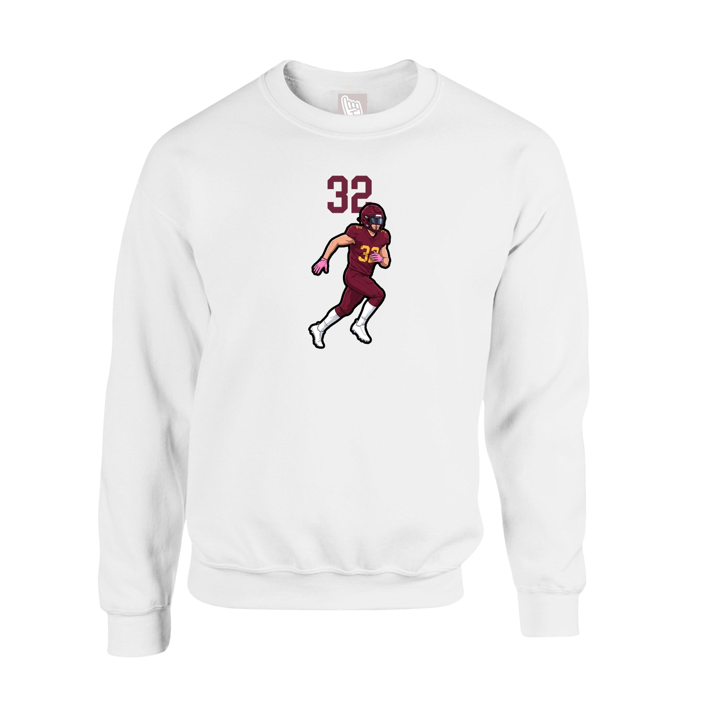 Fleece Crew — Number Top in White