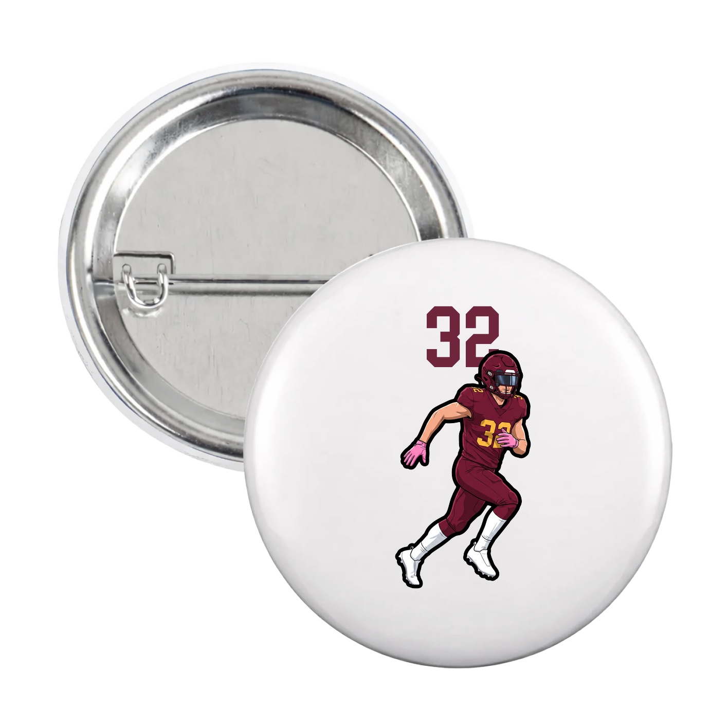 Game Day Button — Number Top in White