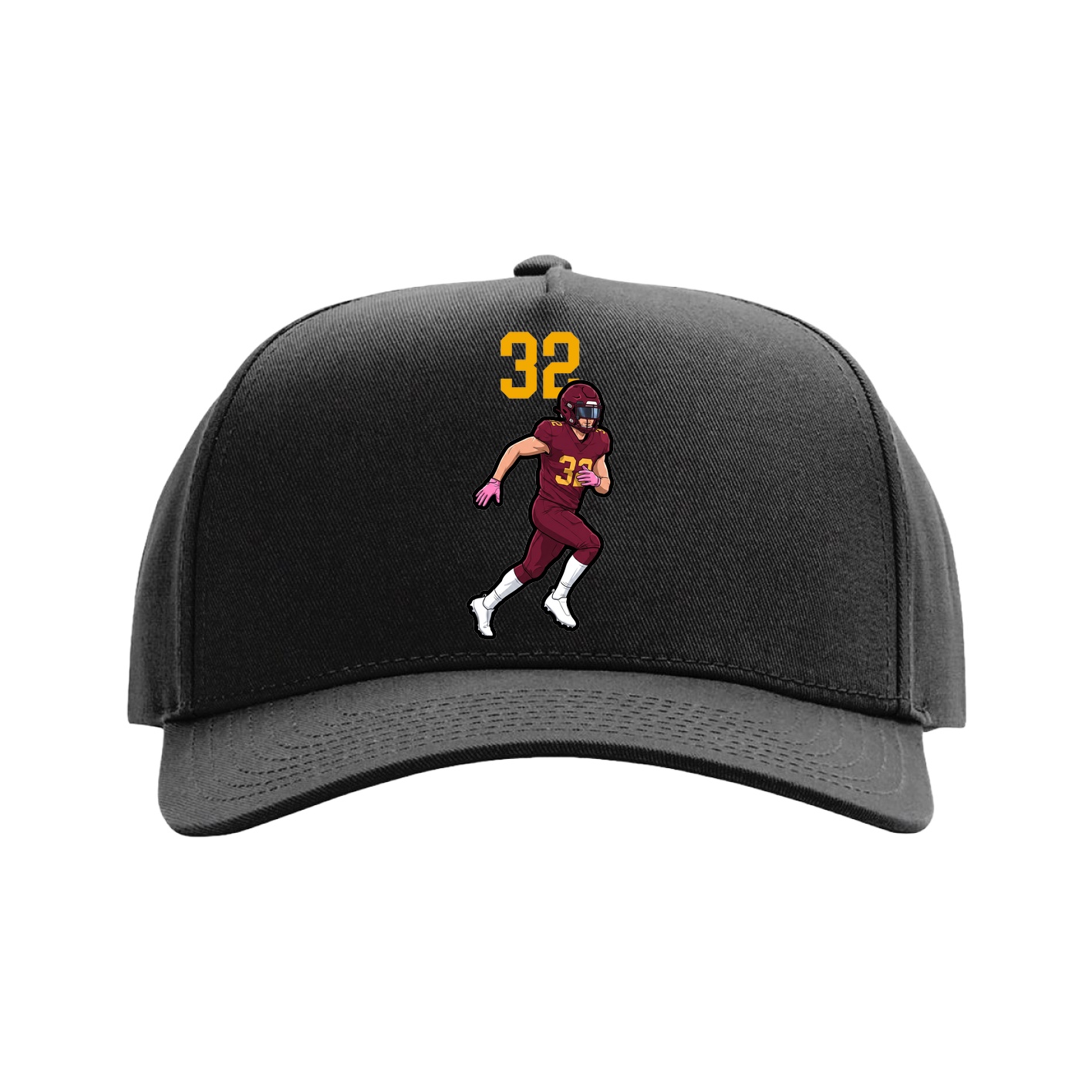 Full Fabric Five-Panel Champ Cap — Number Top in Black