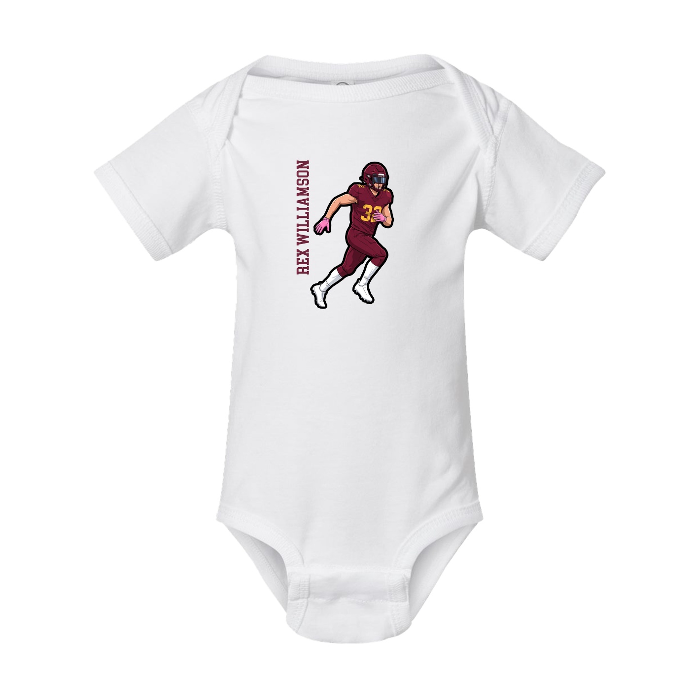Baby Onesie — Name Vertical in White
