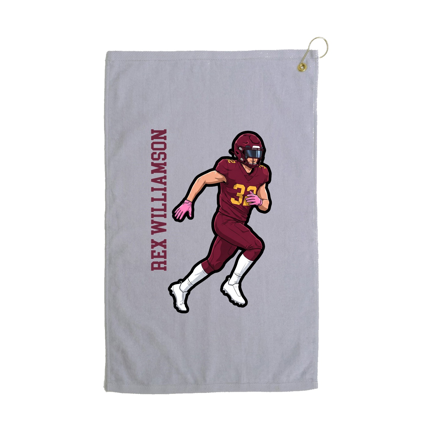 Golf Towel — Name Vertical in Grey