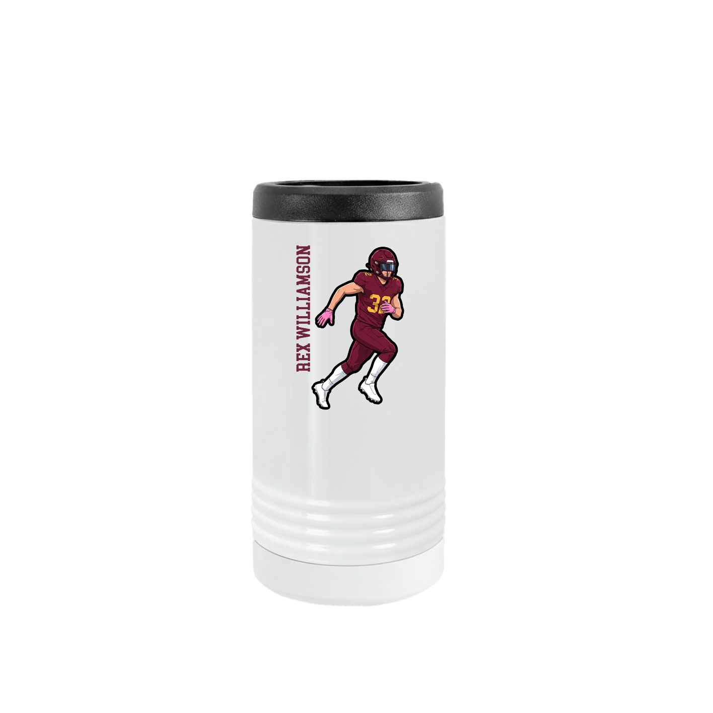 Slim Beverage Holder — Name Vertical in White