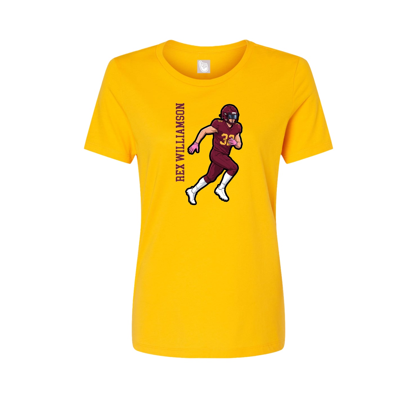 Fitted Women's Tee — Name Vertical in Gold