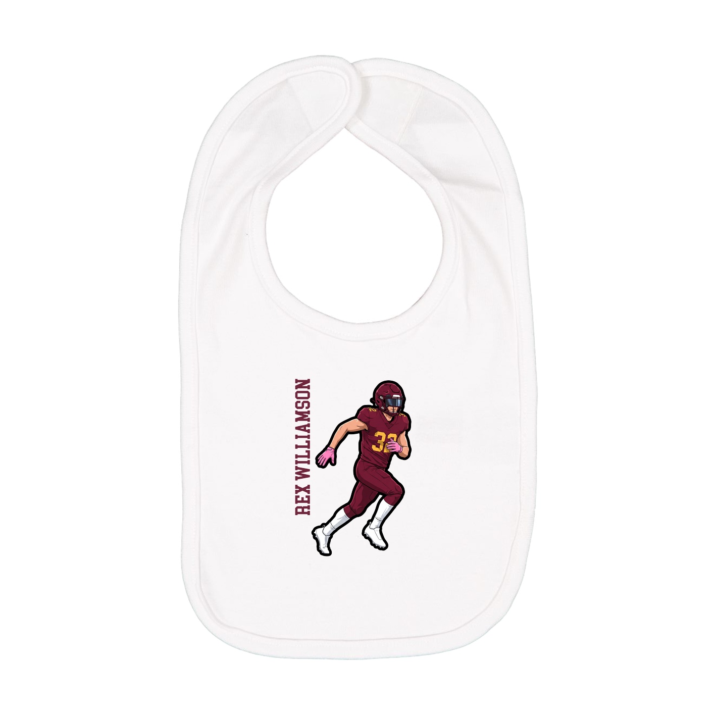 Infant Bib — Name Vertical in White