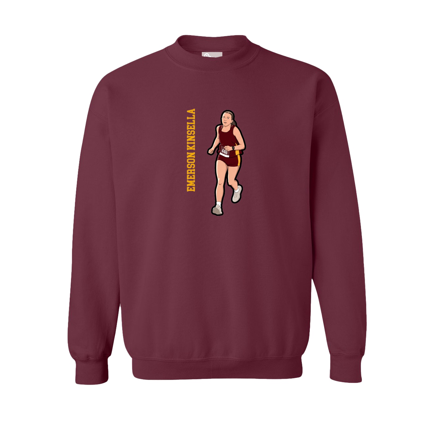 Fleece Crew — Name Vertical in Maroon