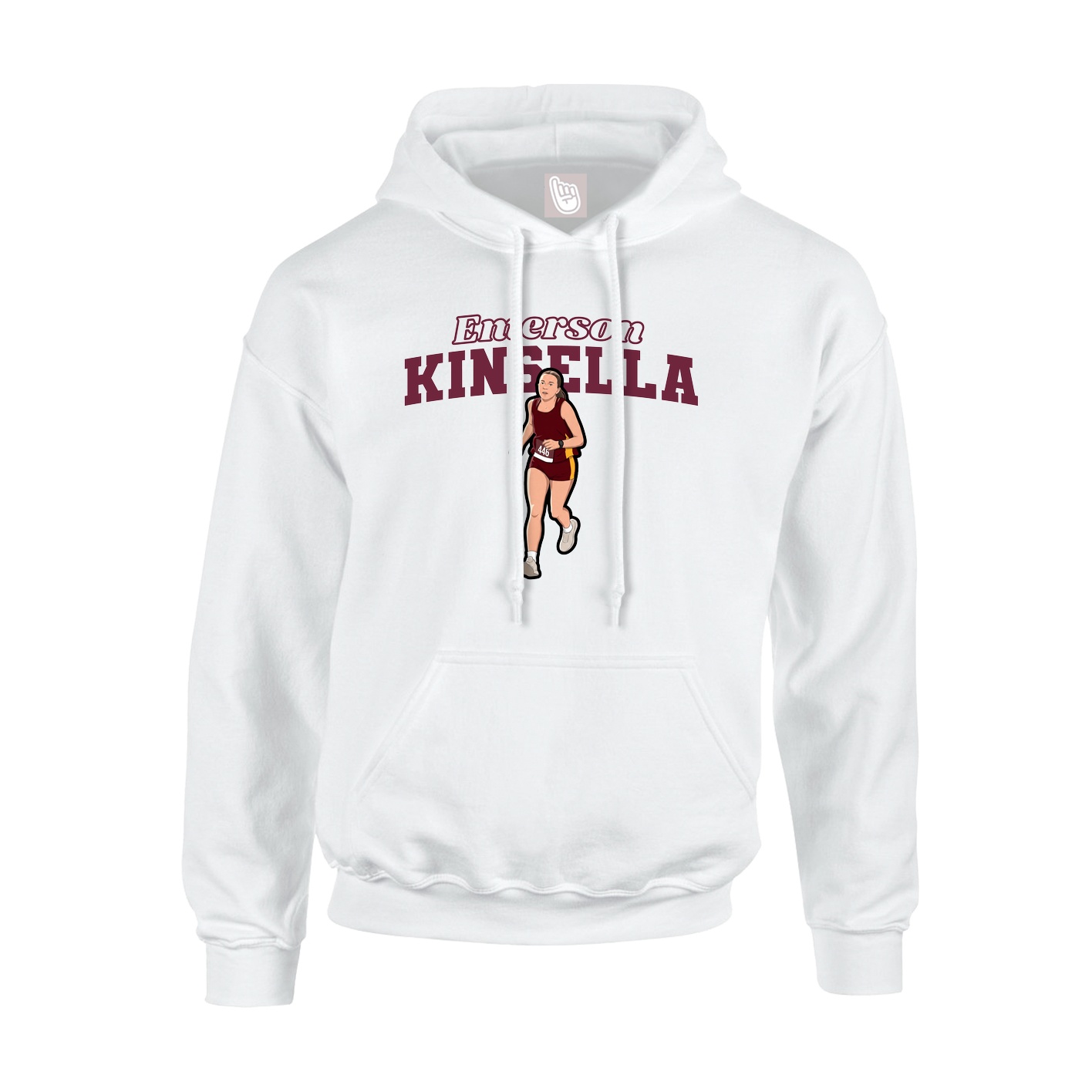 Youth Hoodie — Name Arch in White