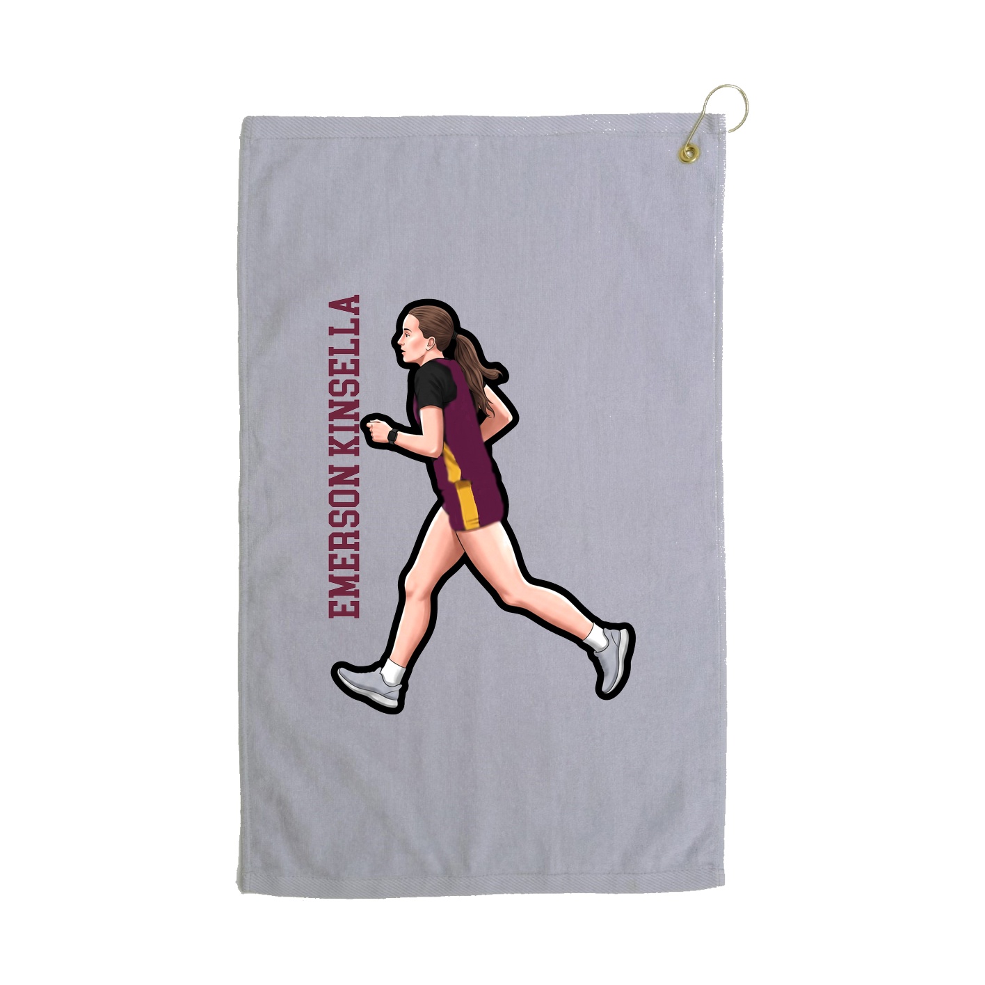 Golf Towel — Name Vertical in Grey