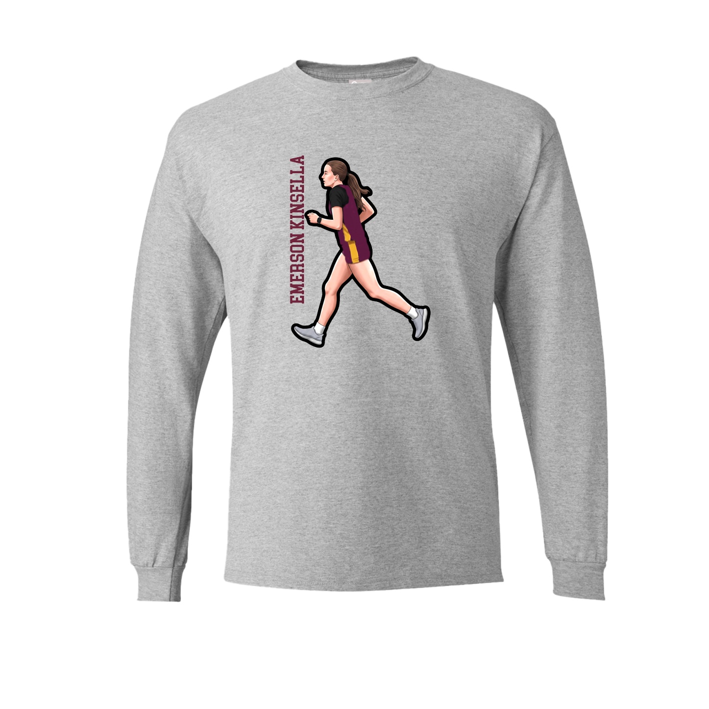 Long Sleeve Tee — Name Vertical in Grey