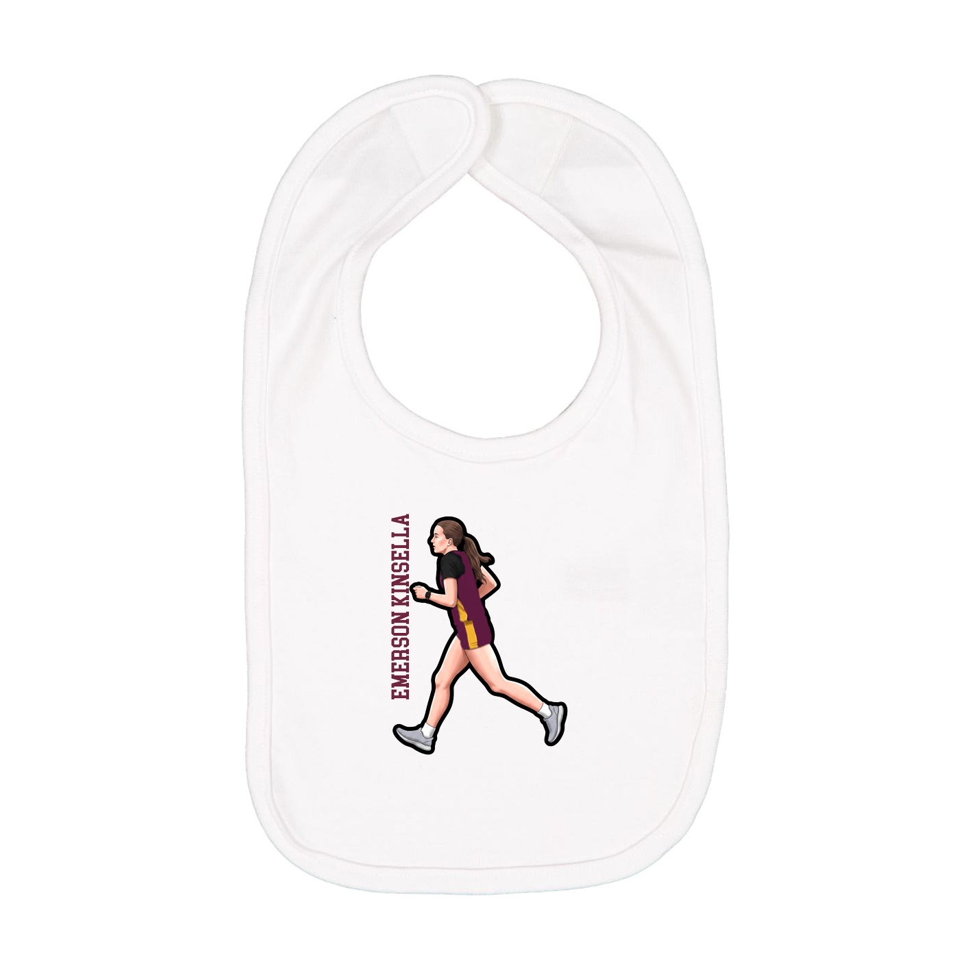 Infant Bib — Name Vertical in White