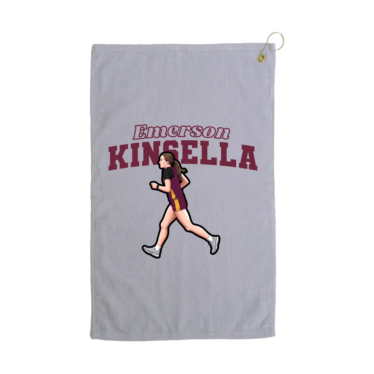 Golf Towel — Name Arch in Grey