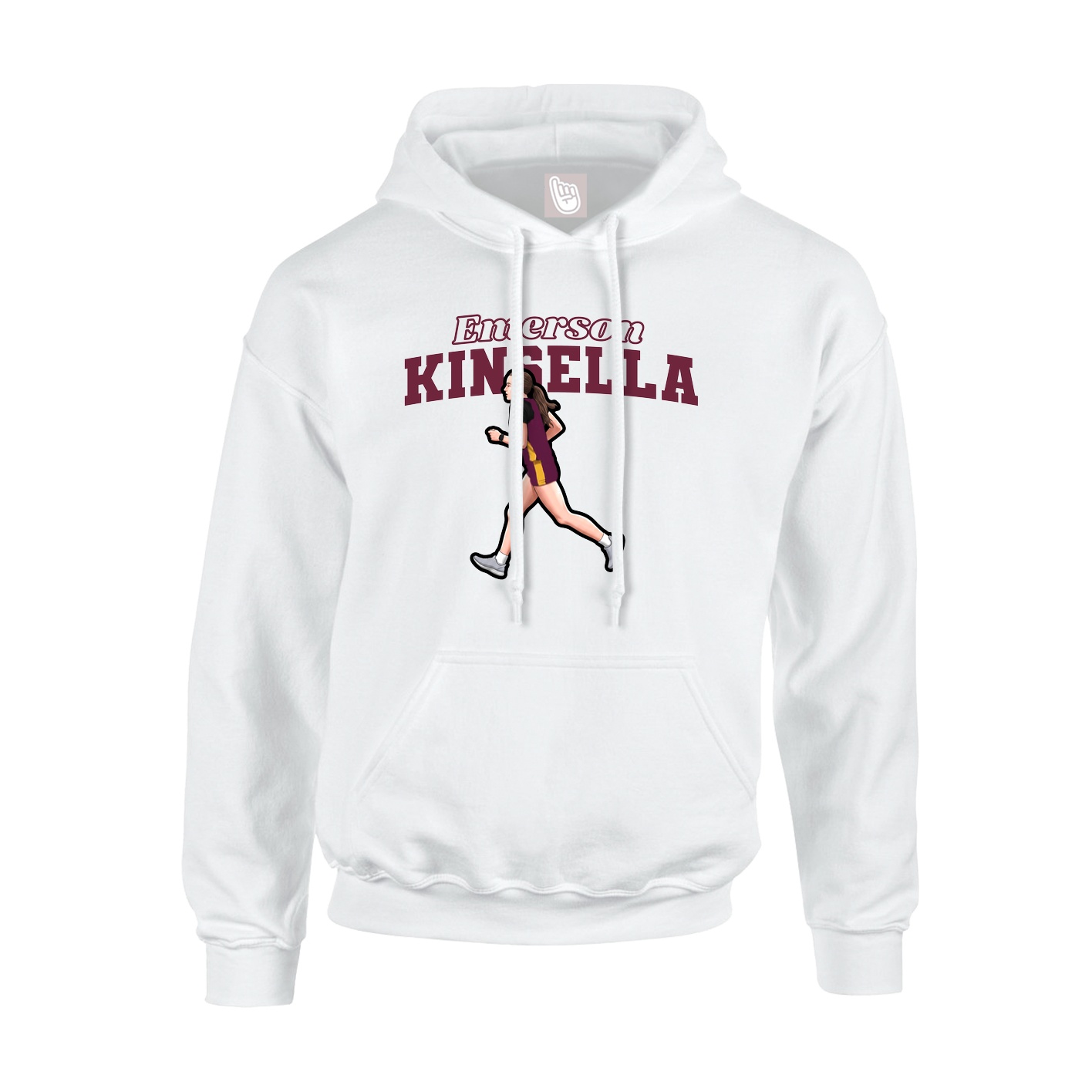 Youth Hoodie — Name Arch in White
