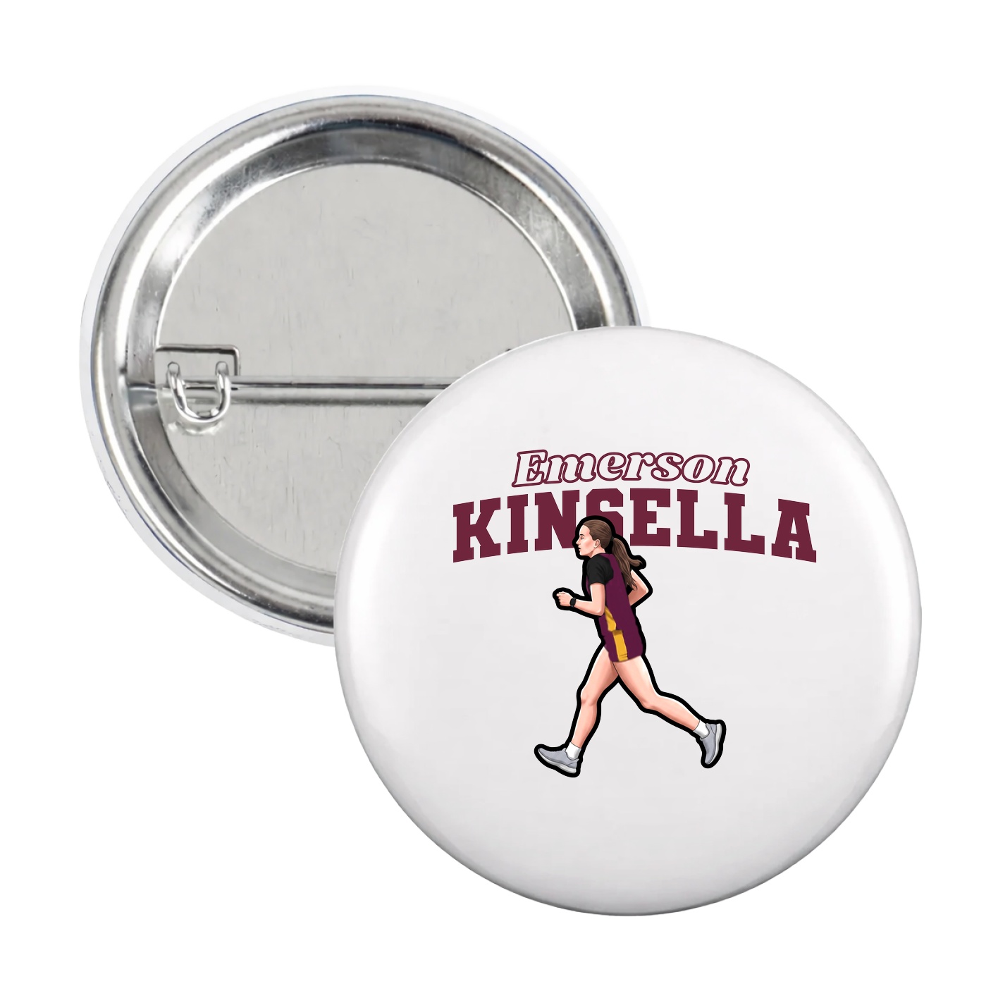 Game Day Button — Name Arch in White