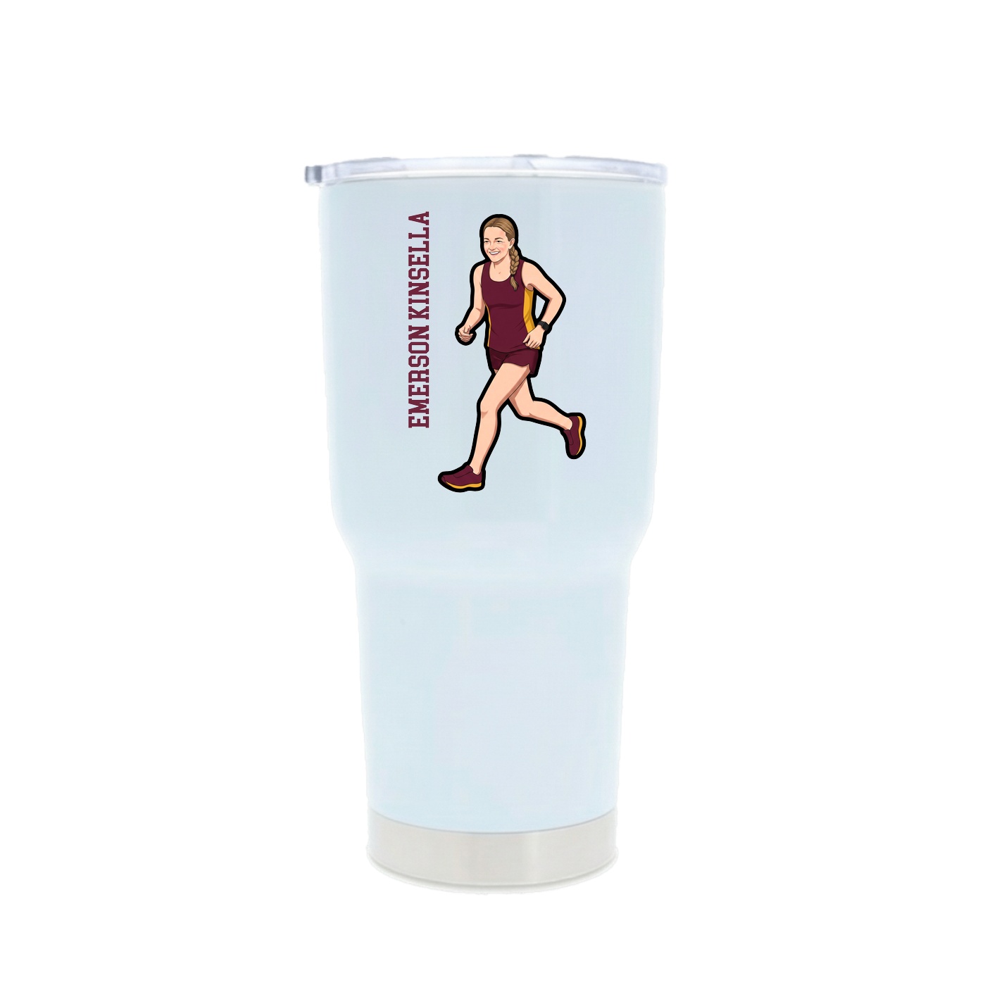 30oz Stainless Steel Tumbler — Name Vertical in White