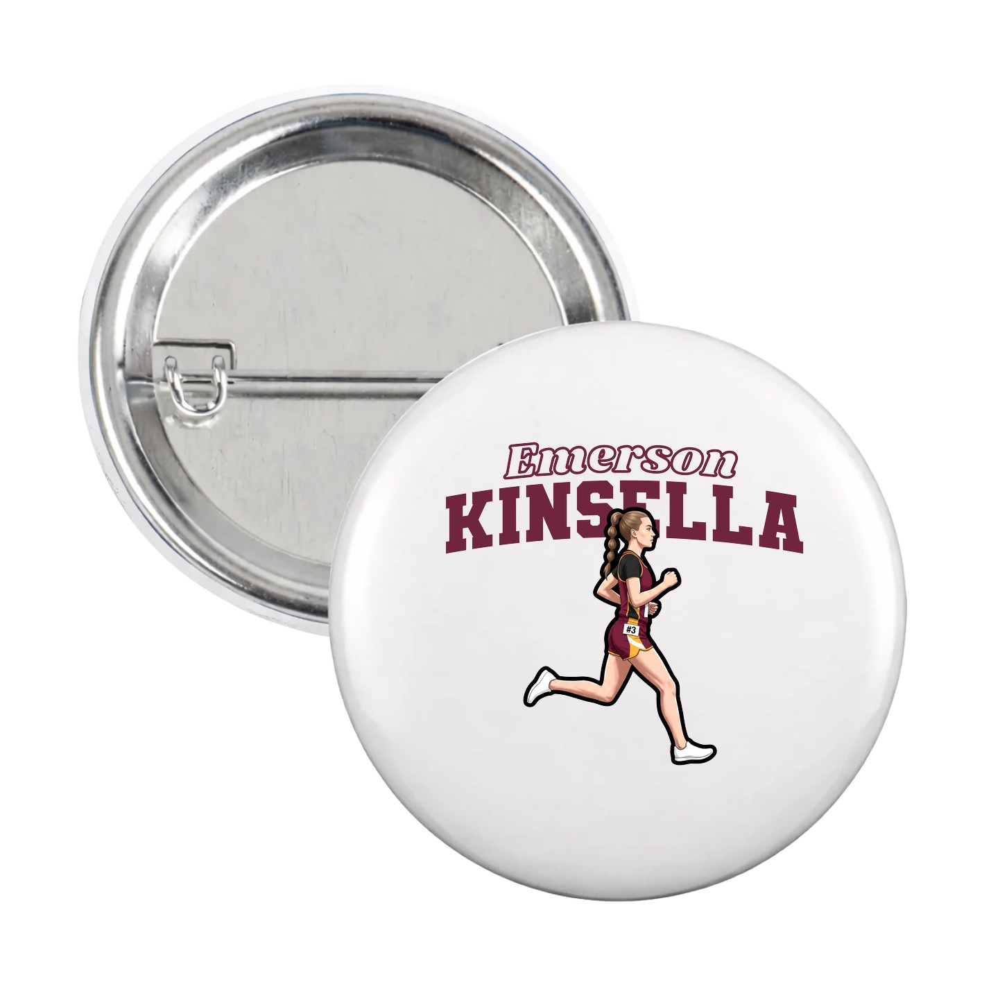 Game Day Button — Name Arch in White