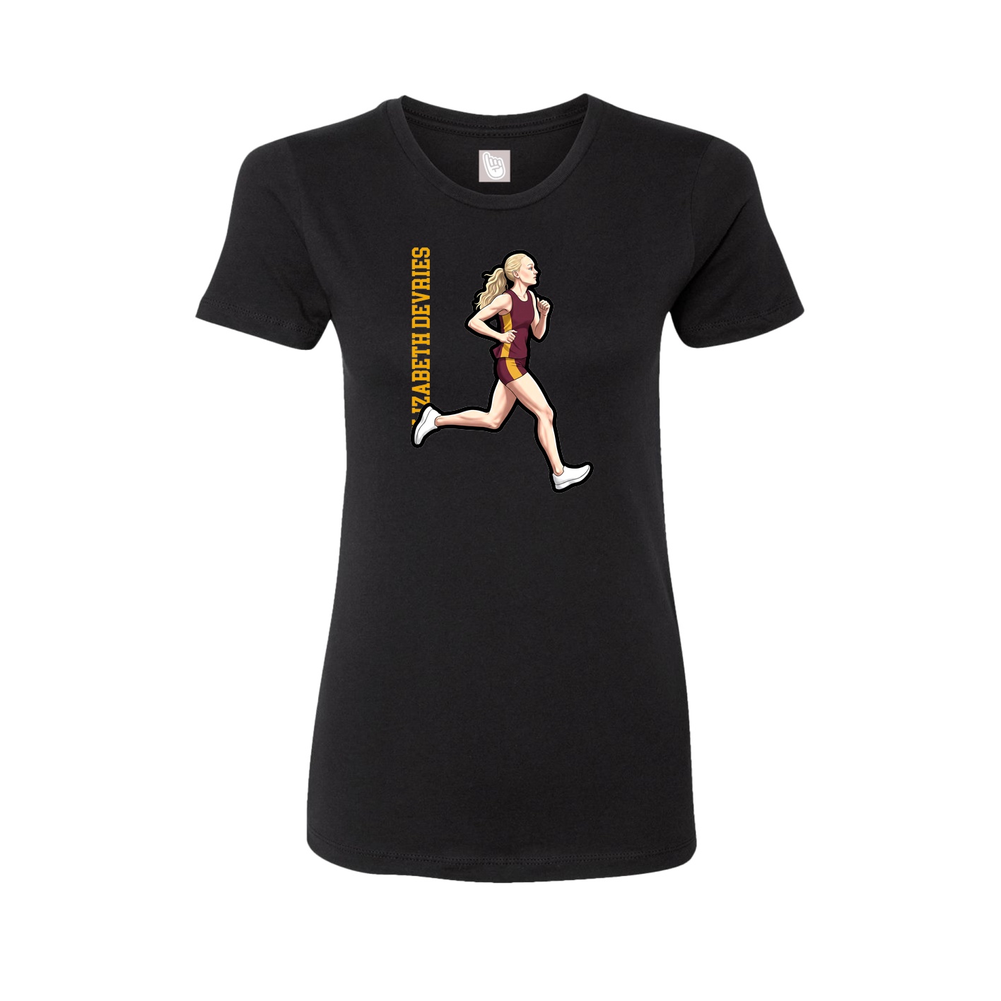 Womens Tee — Name Vertical in Black