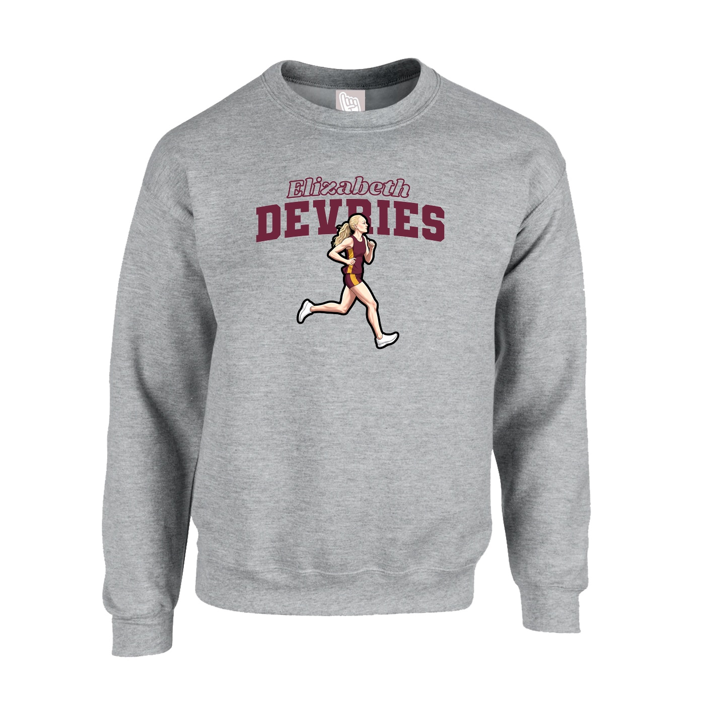 Fleece Crew — Name Arch in Grey