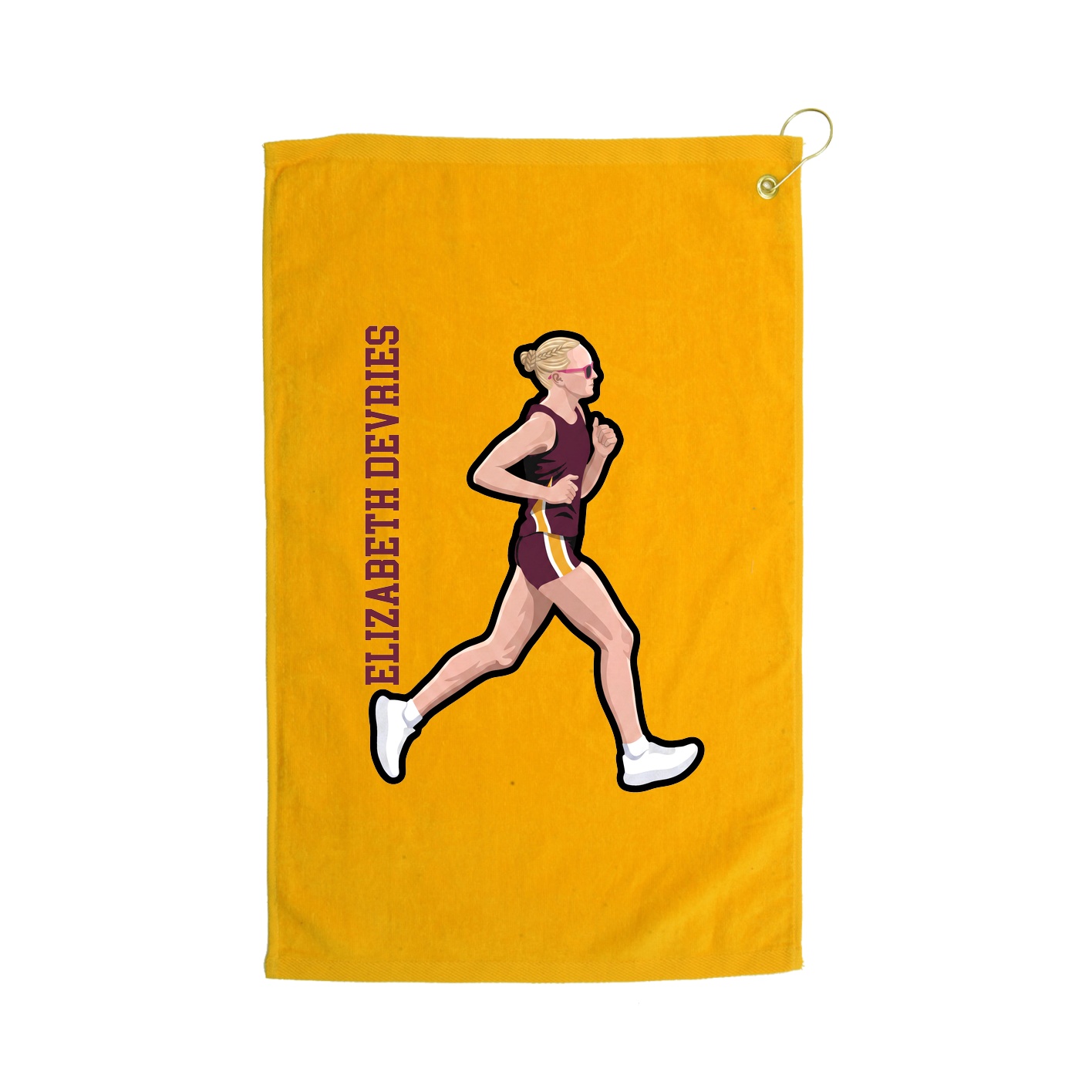 Golf Towel — Name Vertical in Gold