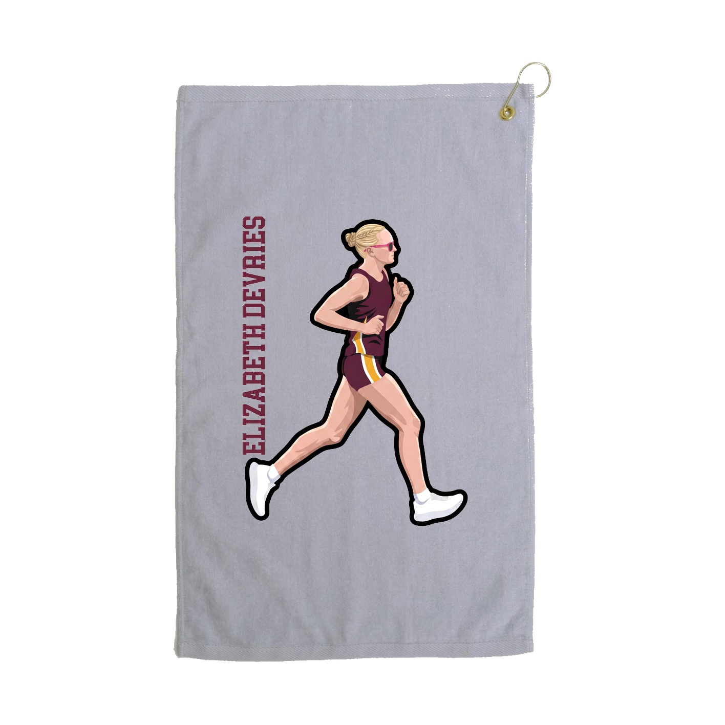 Golf Towel — Name Vertical in Grey