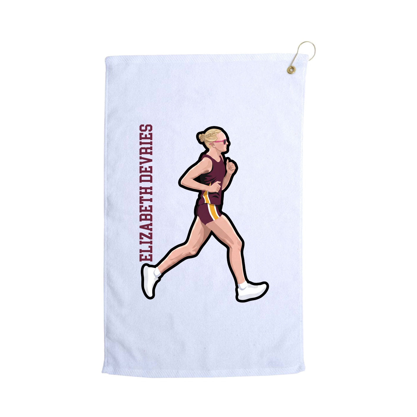 Golf Towel — Name Vertical in White