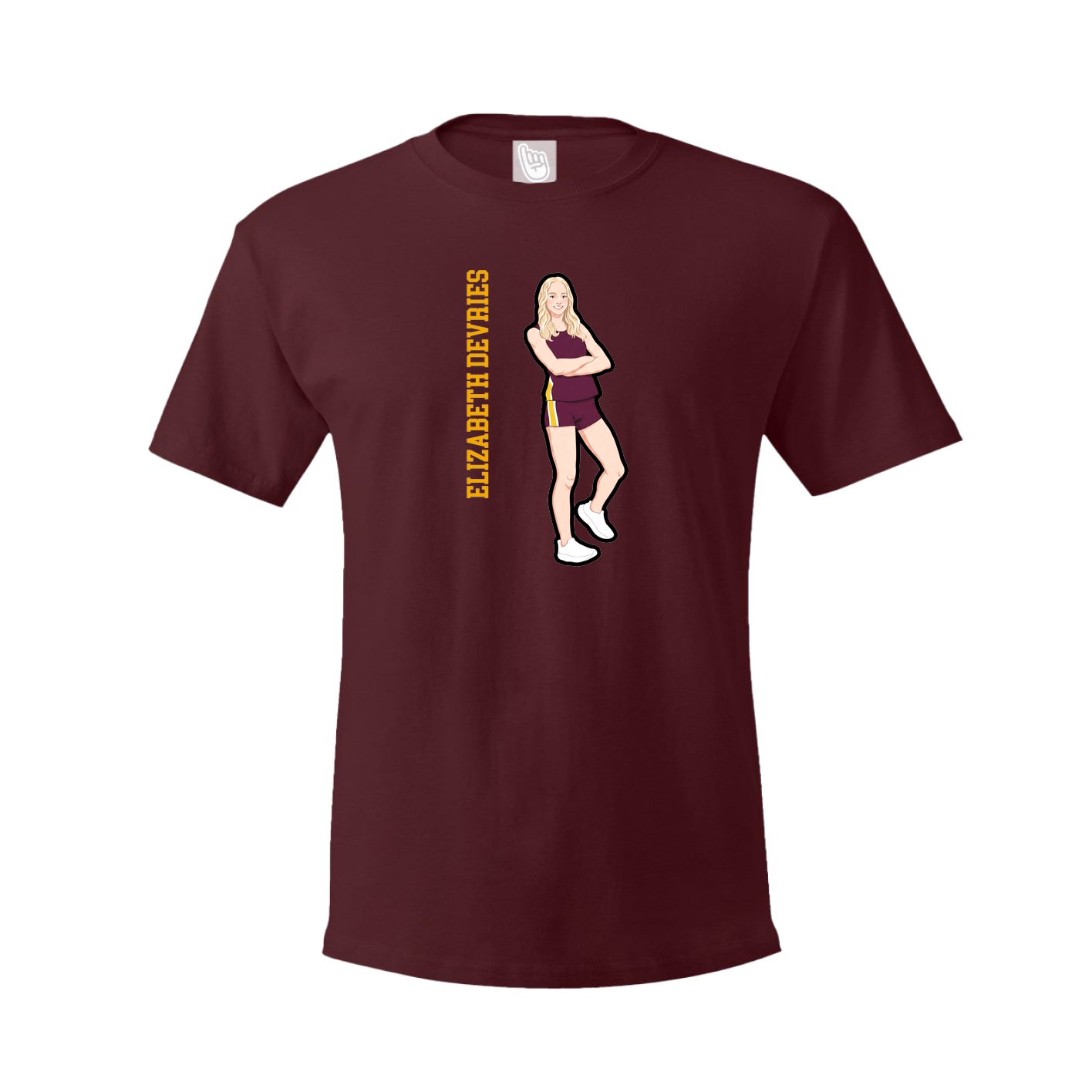 Tee — Name Vertical in Maroon