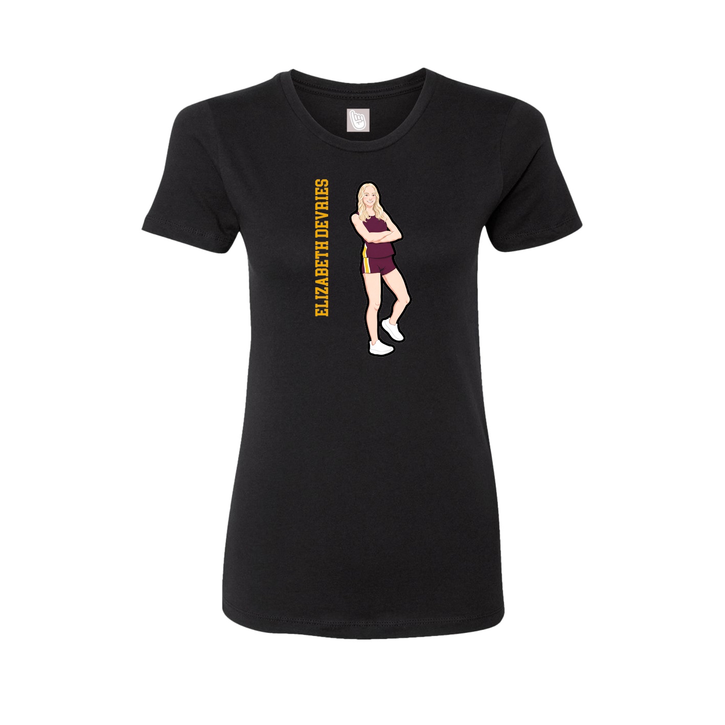 Womens Tee — Name Vertical in Black