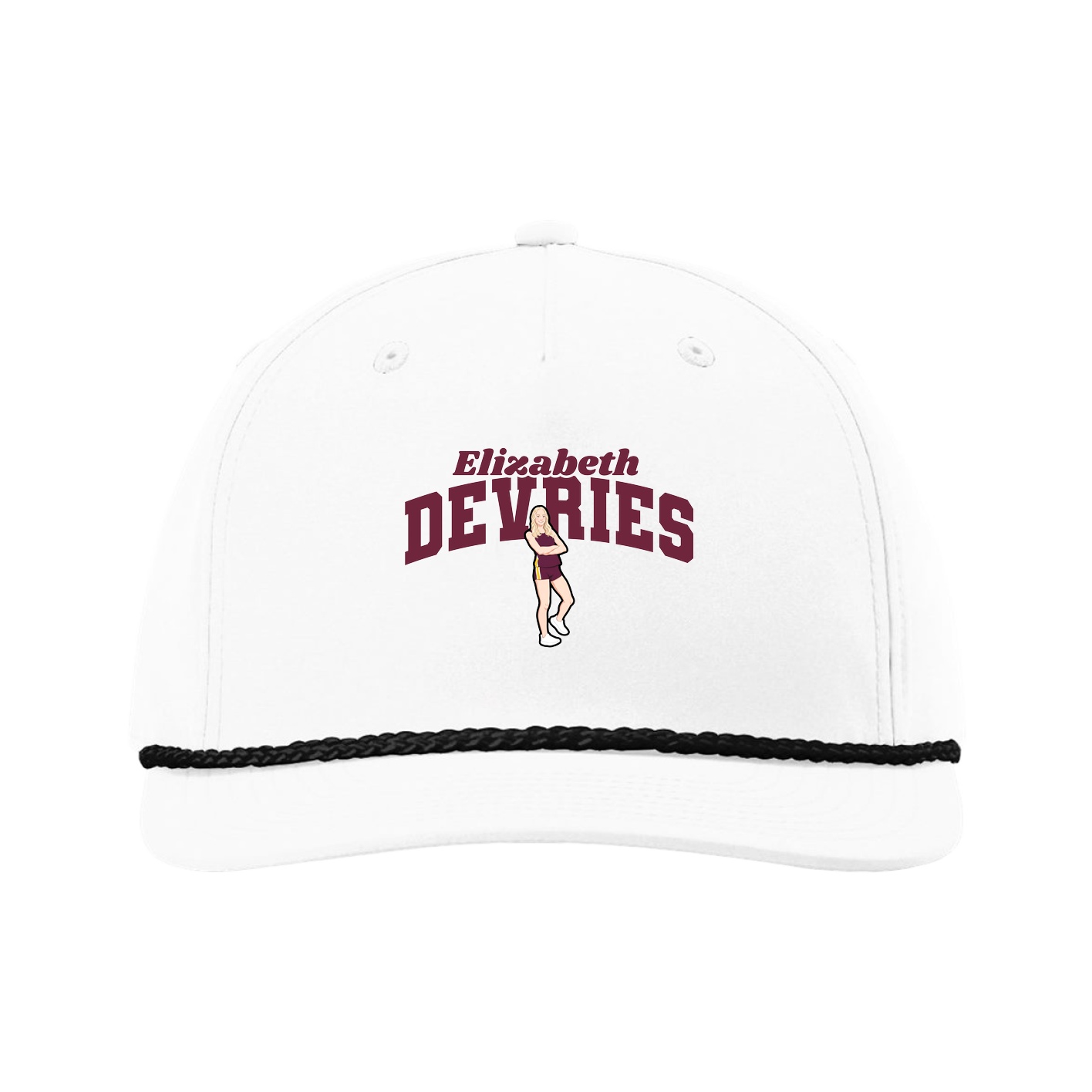 Five-Panel Classic Rope Cap — Signature Arch in White
