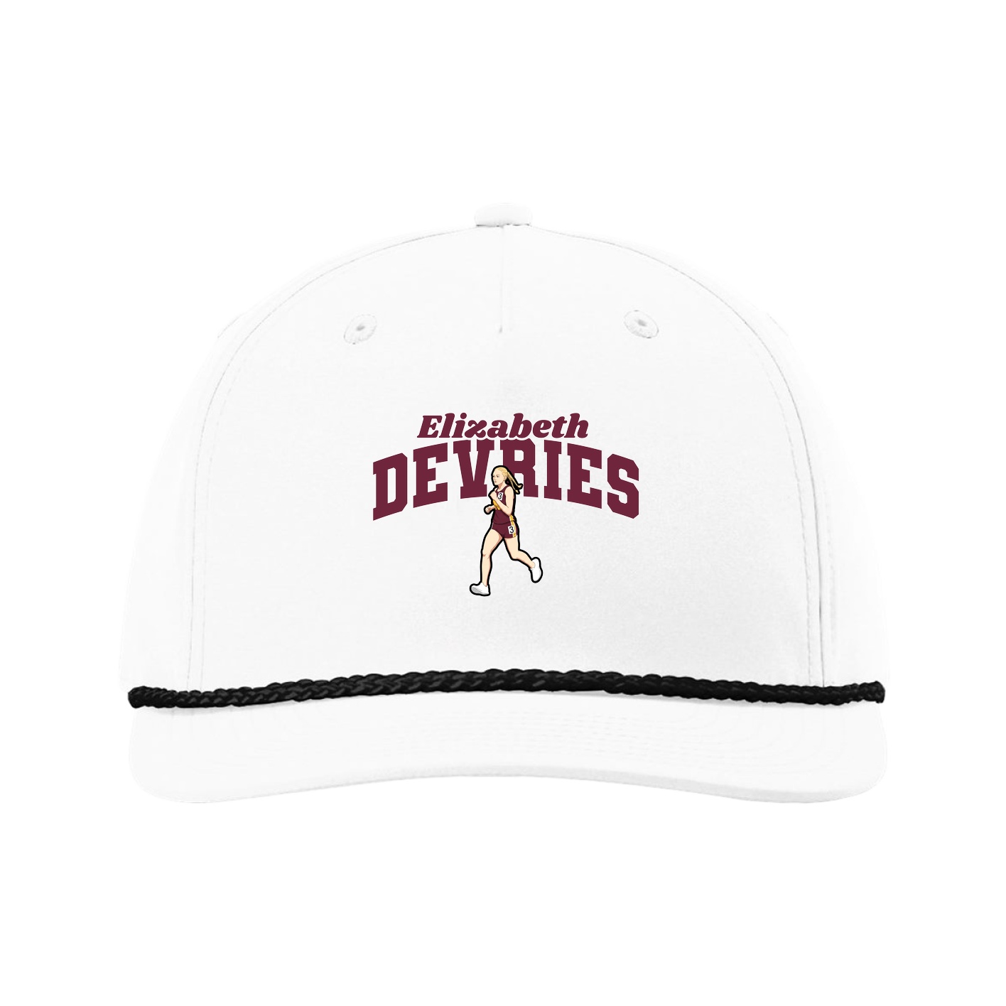 Five-Panel Classic Rope Cap — Signature Arch in White