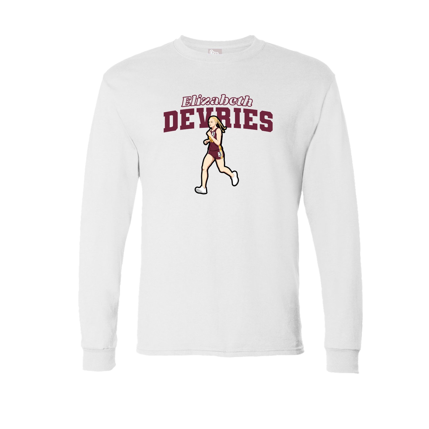 Long Sleeve Tee — Name Arch in White