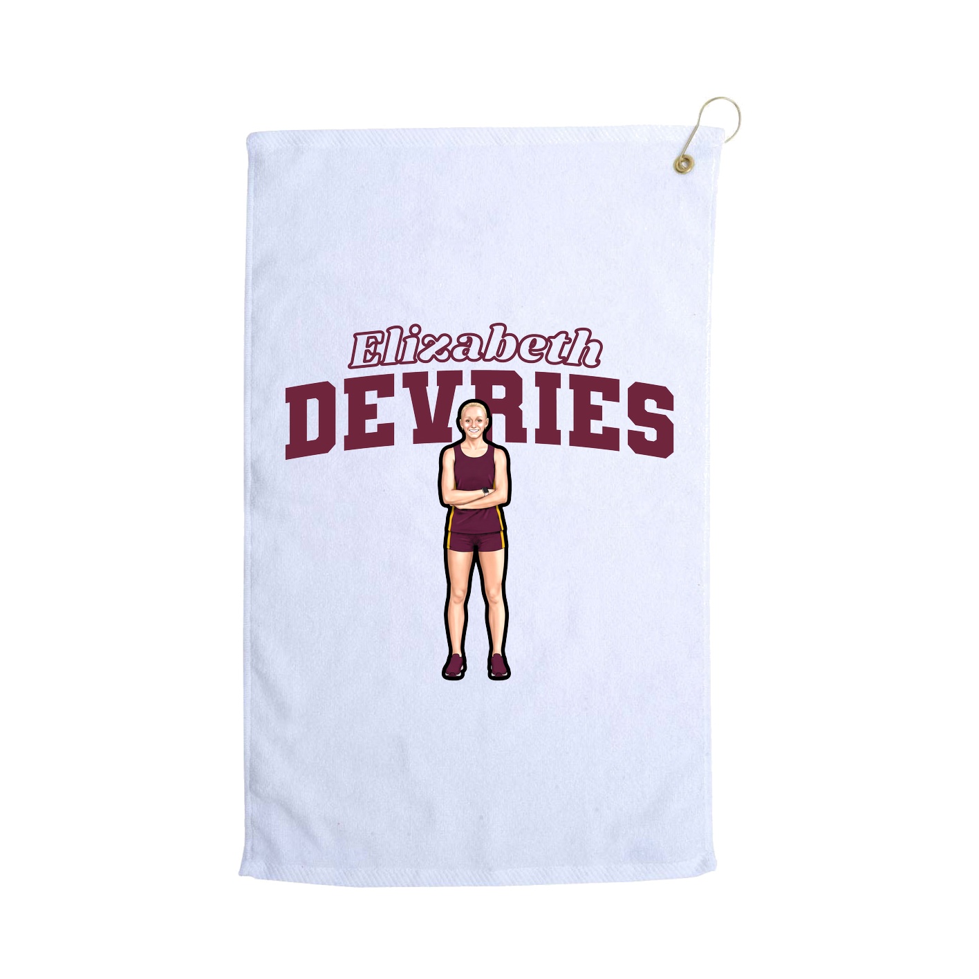 Golf Towel — Name Arch in White