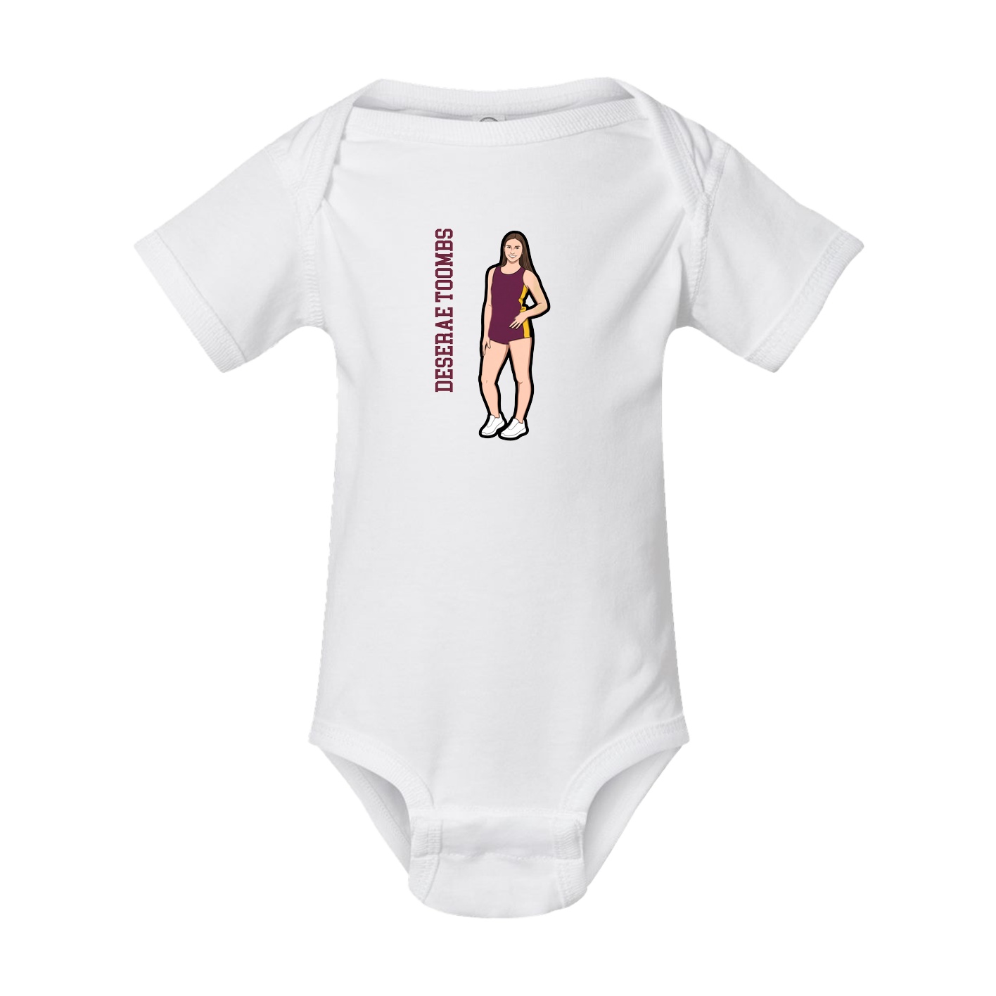 Baby Onesie — Name Vertical in White