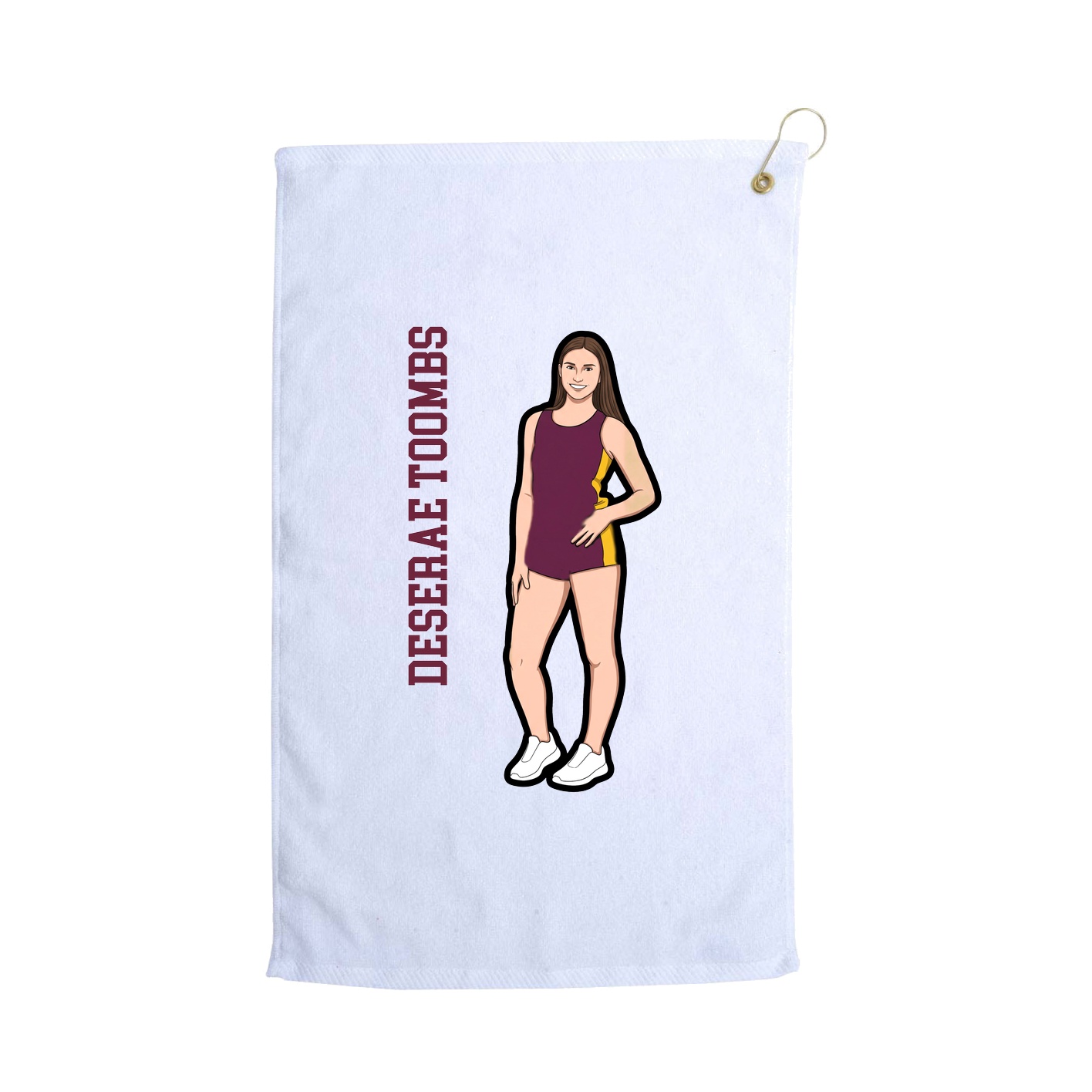 Golf Towel — Name Vertical in White