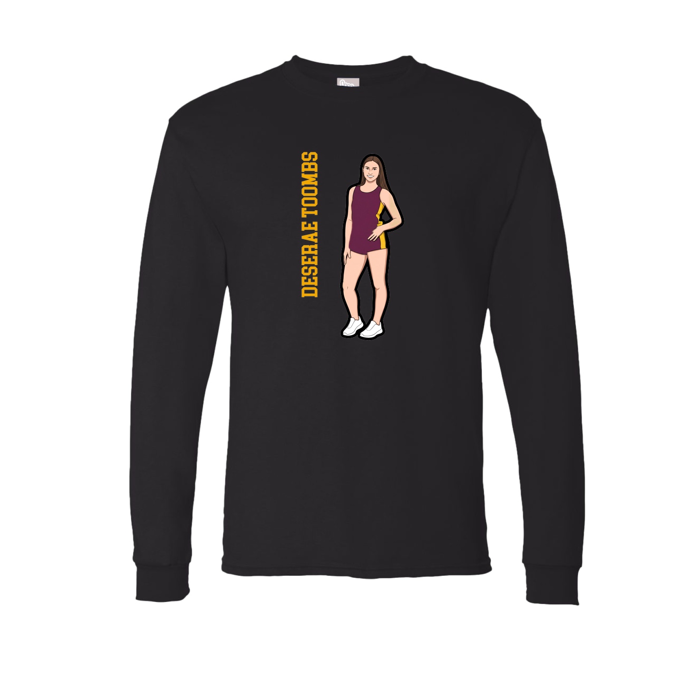 Long Sleeve Tee — Name Vertical in Black