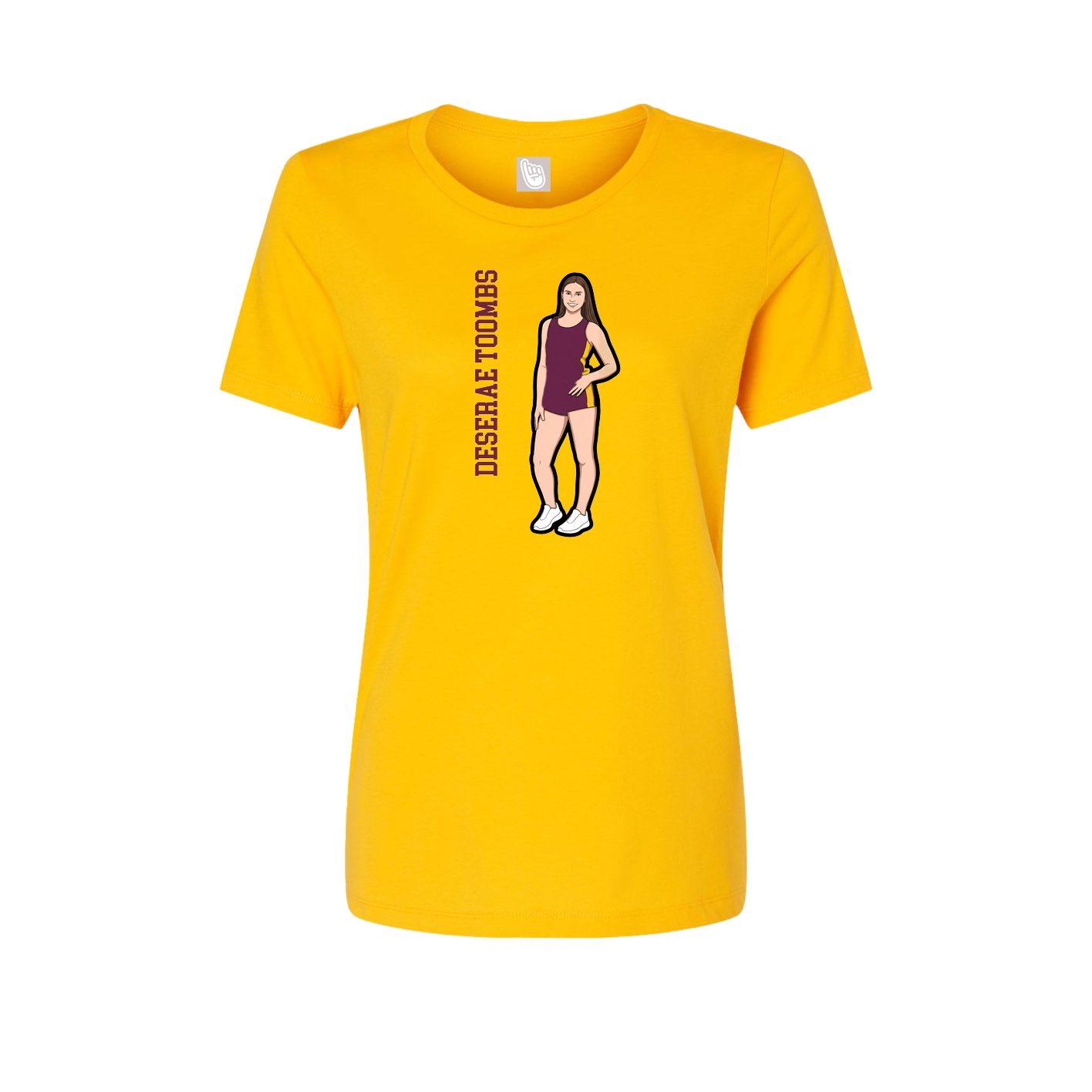Womens Tee — Name Vertical in Gold