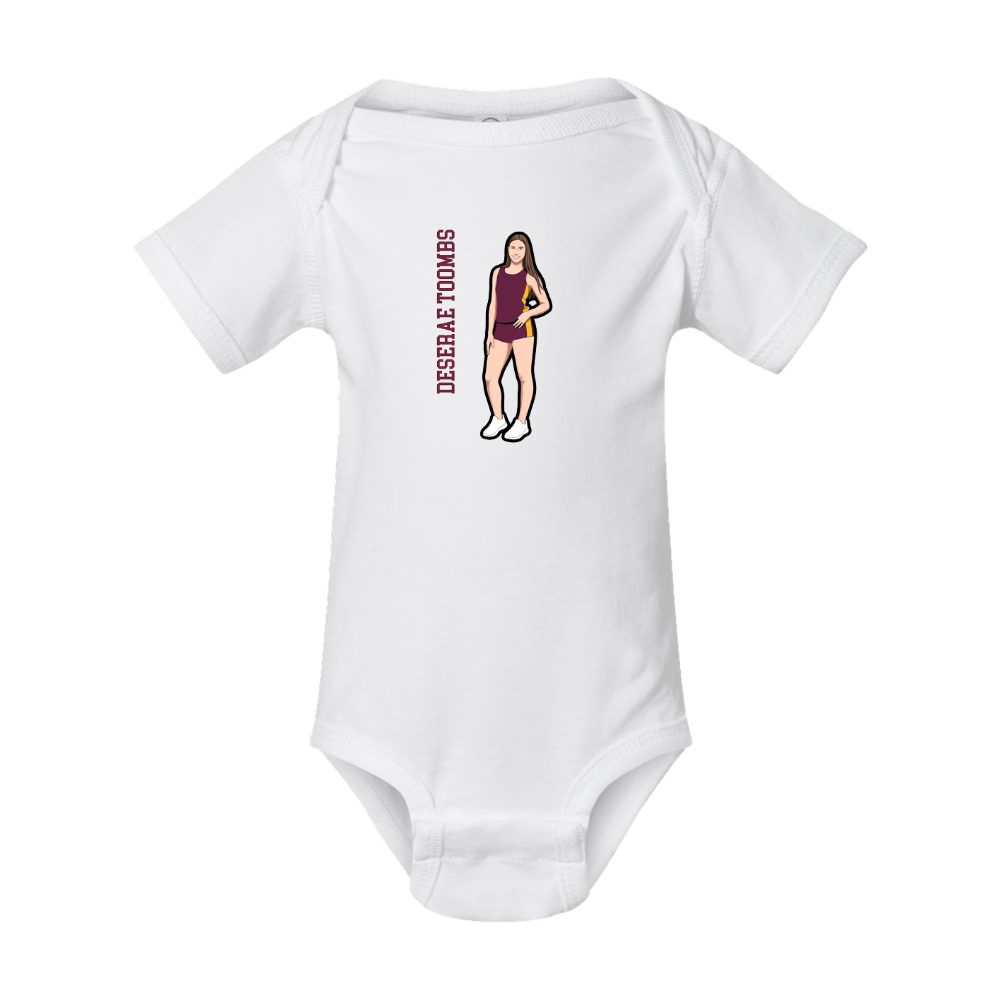 Baby Onesie — Name Vertical in White