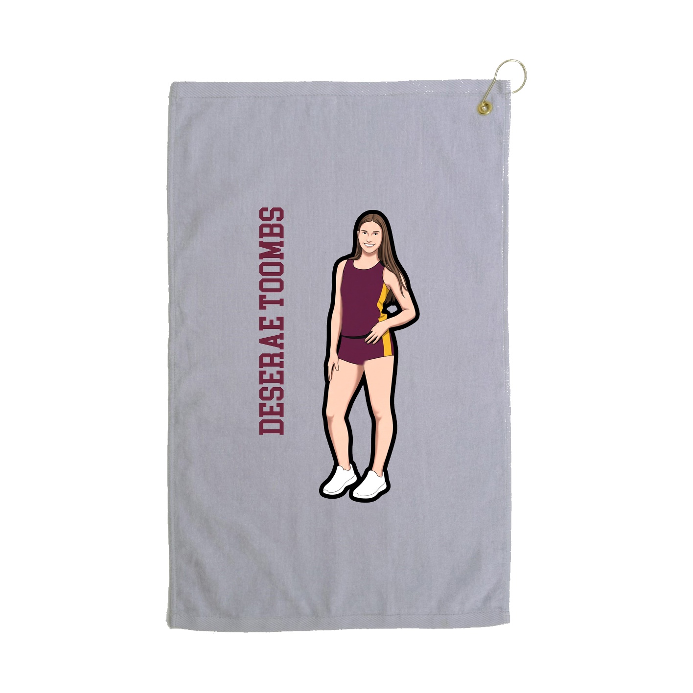 Golf Towel — Name Vertical in Grey