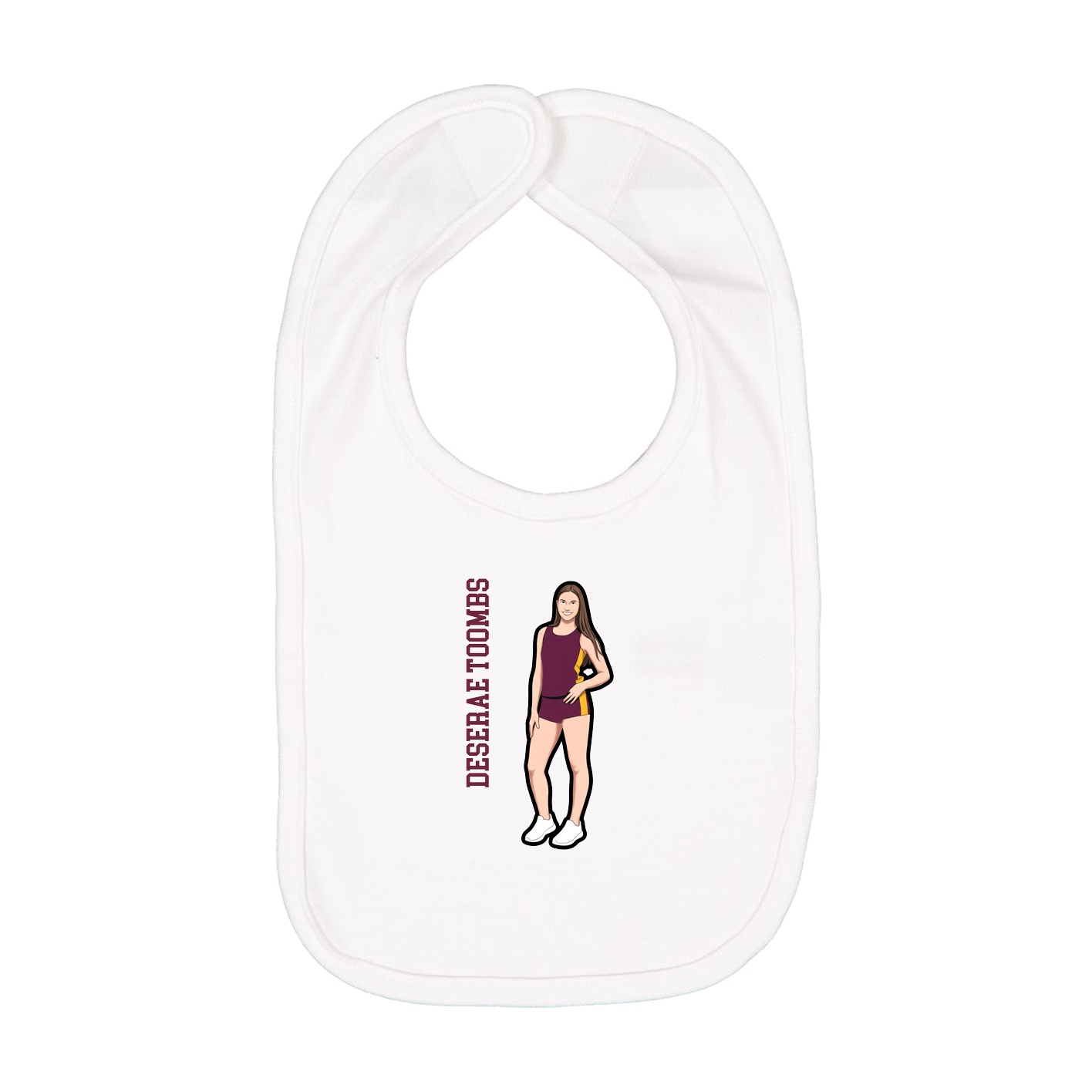 Infant Bib — Name Vertical in White