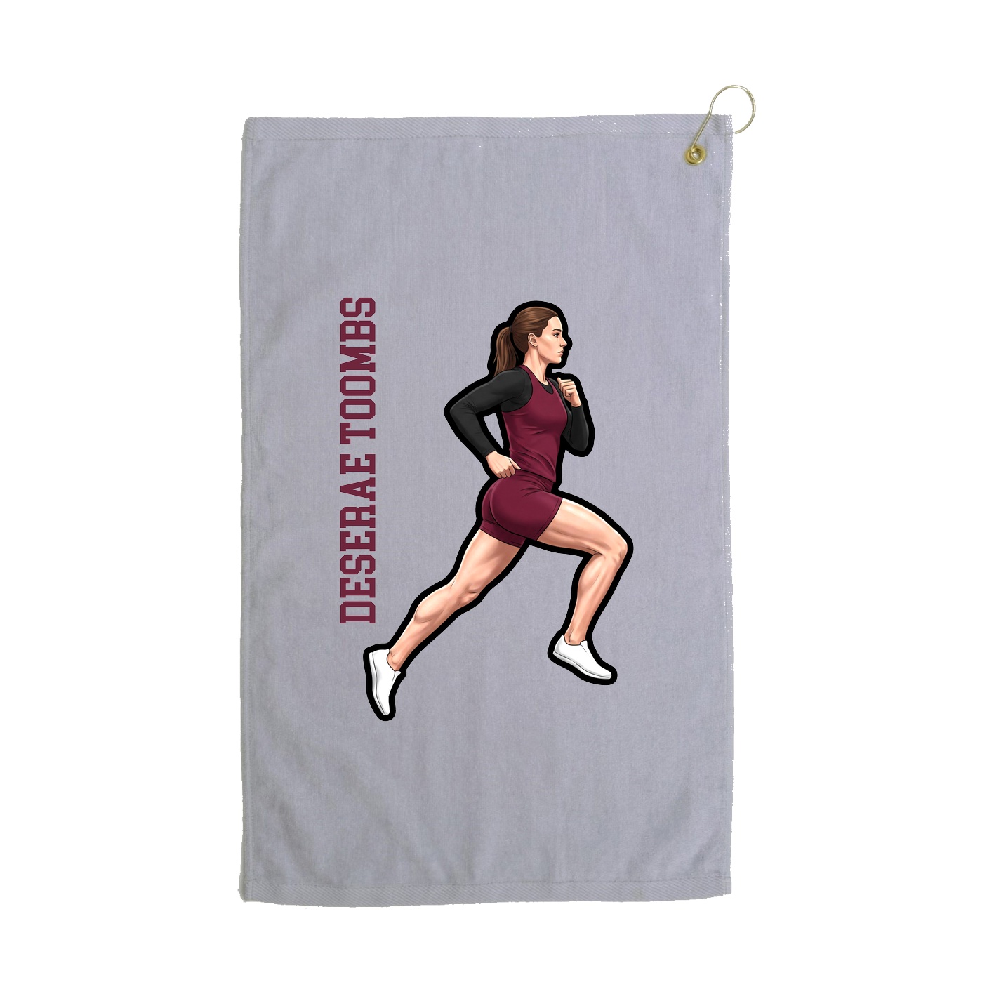 Golf Towel — Name Vertical in Grey